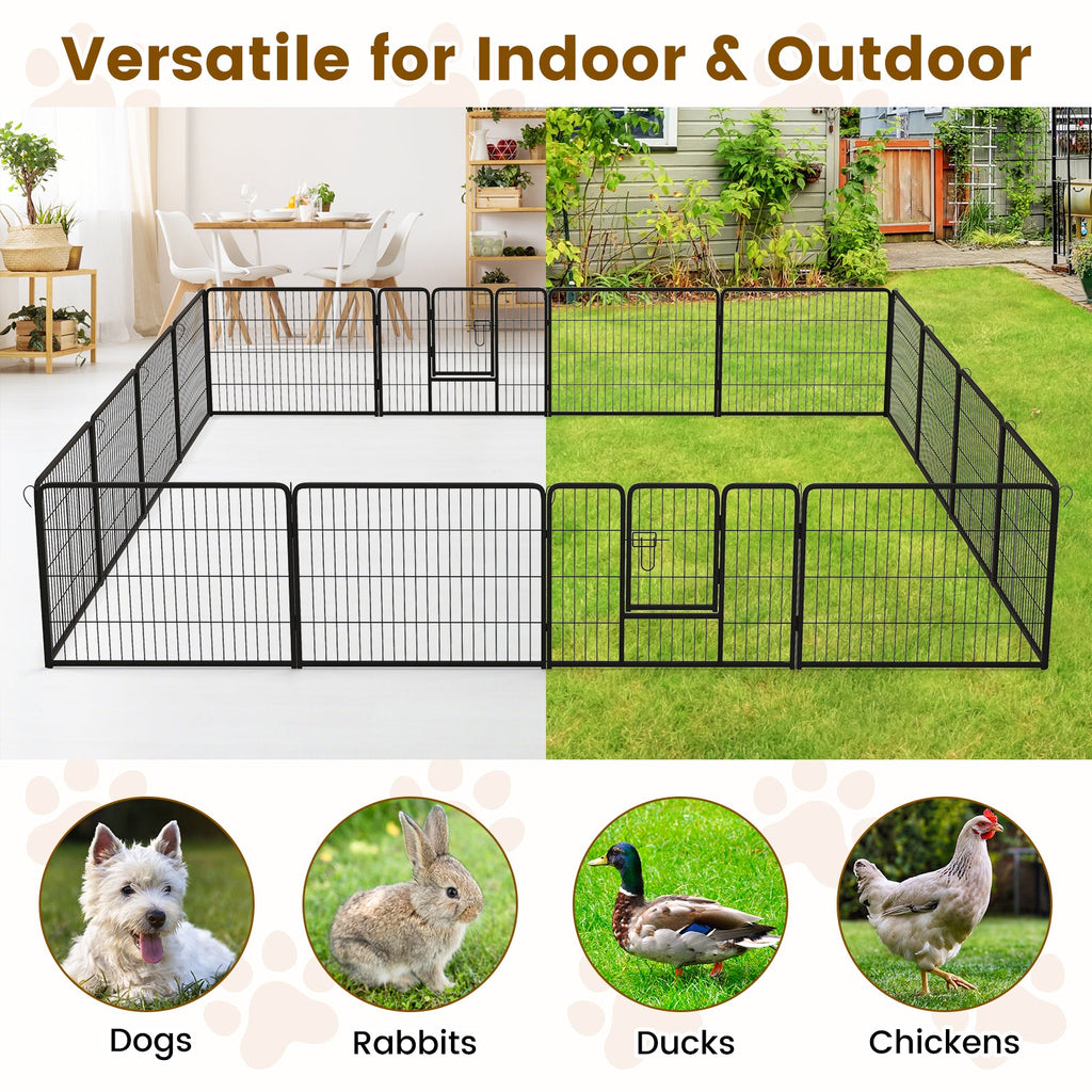 16 Panel 24/32/40 Inches Height Dog Playpen with Lock and Large Door-24 inches
