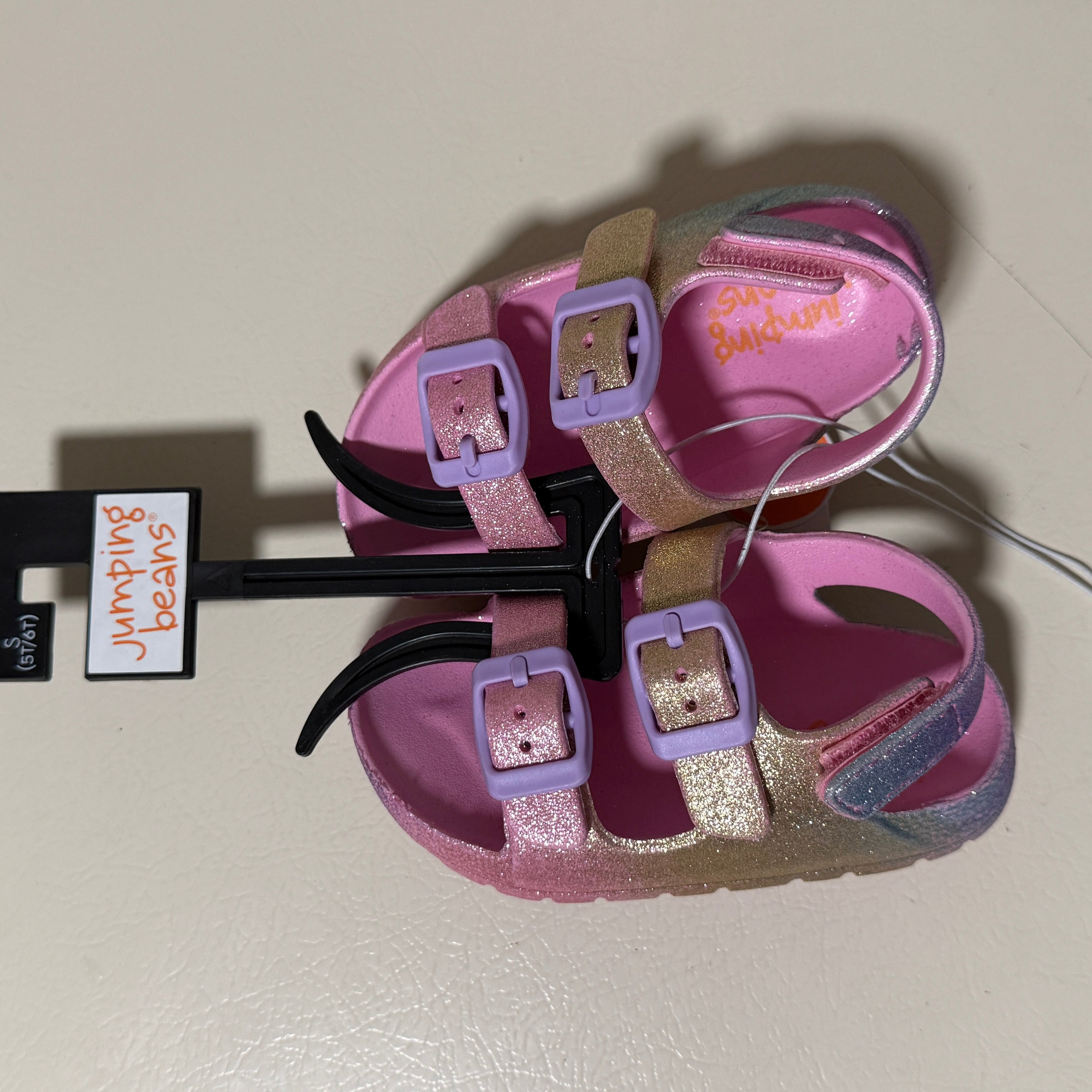 Jumping Beans Girls' Rainbow Glitter Sandals – Toddler Size S (5T/6T) – NWT