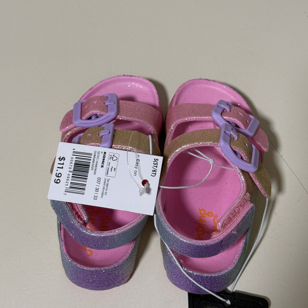 Jumping Beans Girls' Rainbow Glitter Sandals – Toddler Size S (5T/6T) – NWT