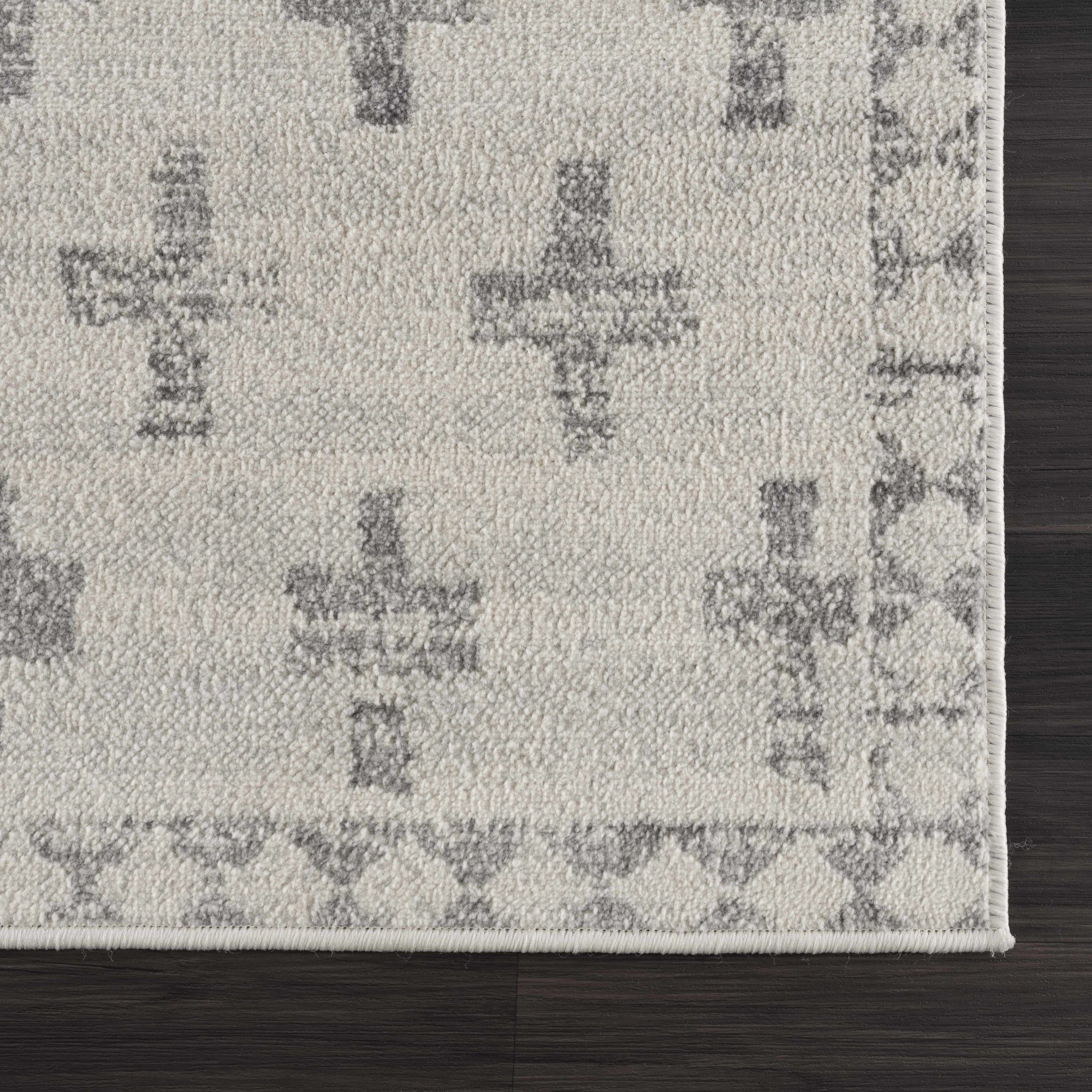 Tigris Swiss Cross Ivory&Gray Area Rug - Clearance