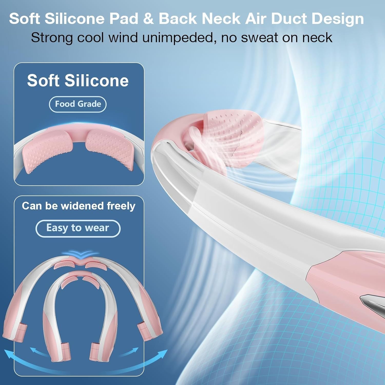 Neck Fan, 6 Speeds Adjustable Portable Personal Fan Rechargeable, Faster Cooling Wearable Fan, Ultra Quiet for Home, Office, Travel, Outdoor