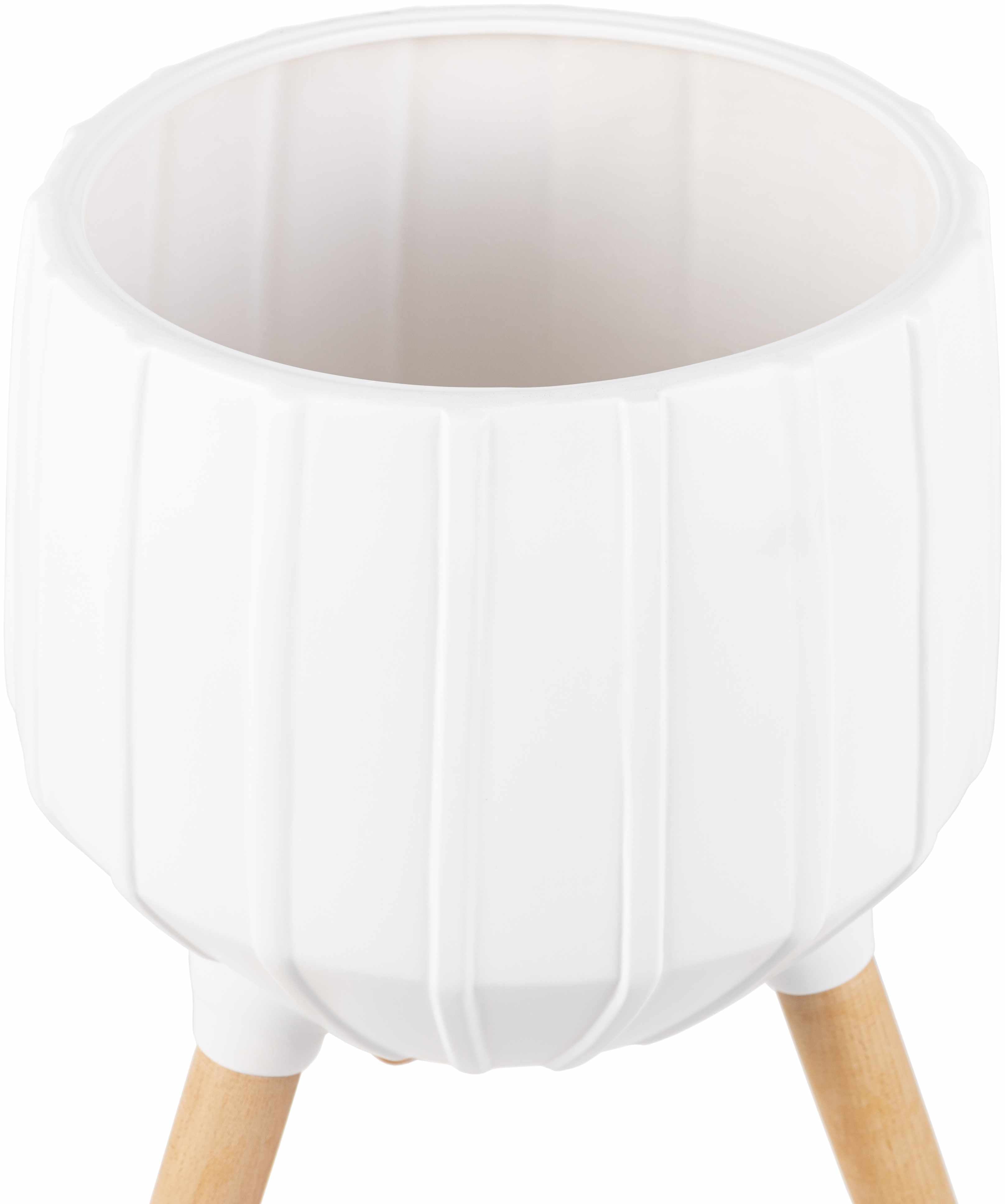 Dunguan White Ribbed Wood Outdoor Planter - Clearance