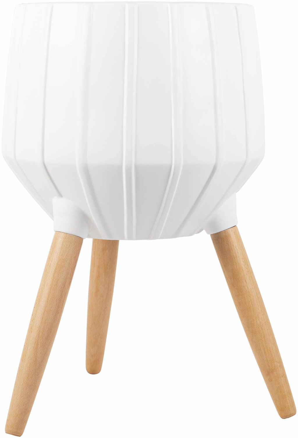 Dunguan White Ribbed Wood Outdoor Planter - Clearance