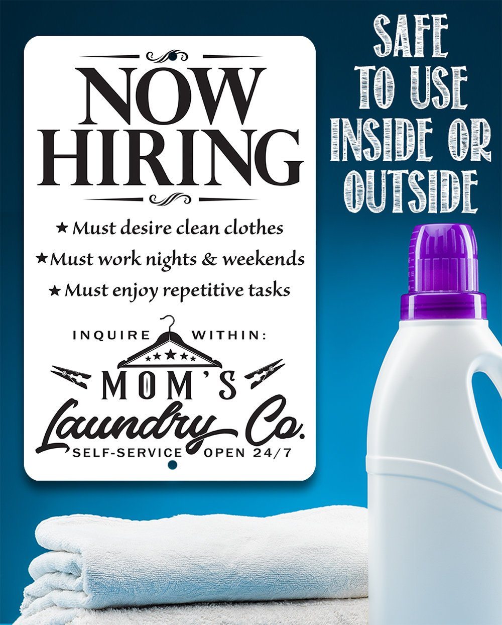 Now Hiring Laundry - Metal Sign