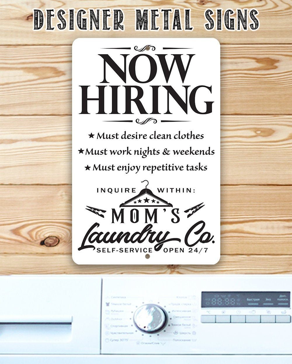 Now Hiring Laundry - Metal Sign