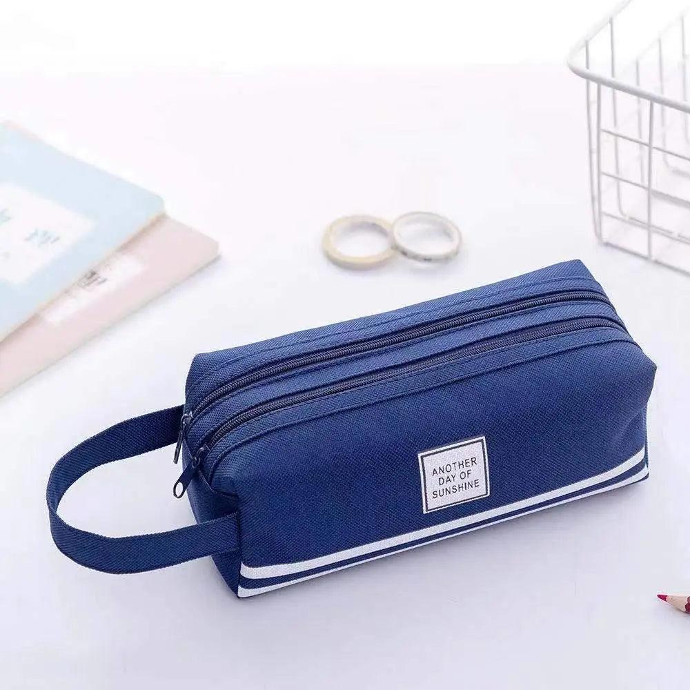 Durable Simple Large Capacity School Stationery Double Layer Case  Students Unique Design High Quality Office Handbag Pencil Case