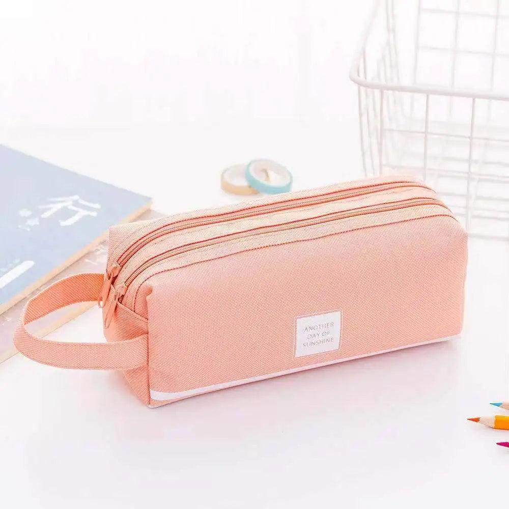 Durable Simple Large Capacity School Stationery Double Layer Case  Students Unique Design High Quality Office Handbag Pencil Case