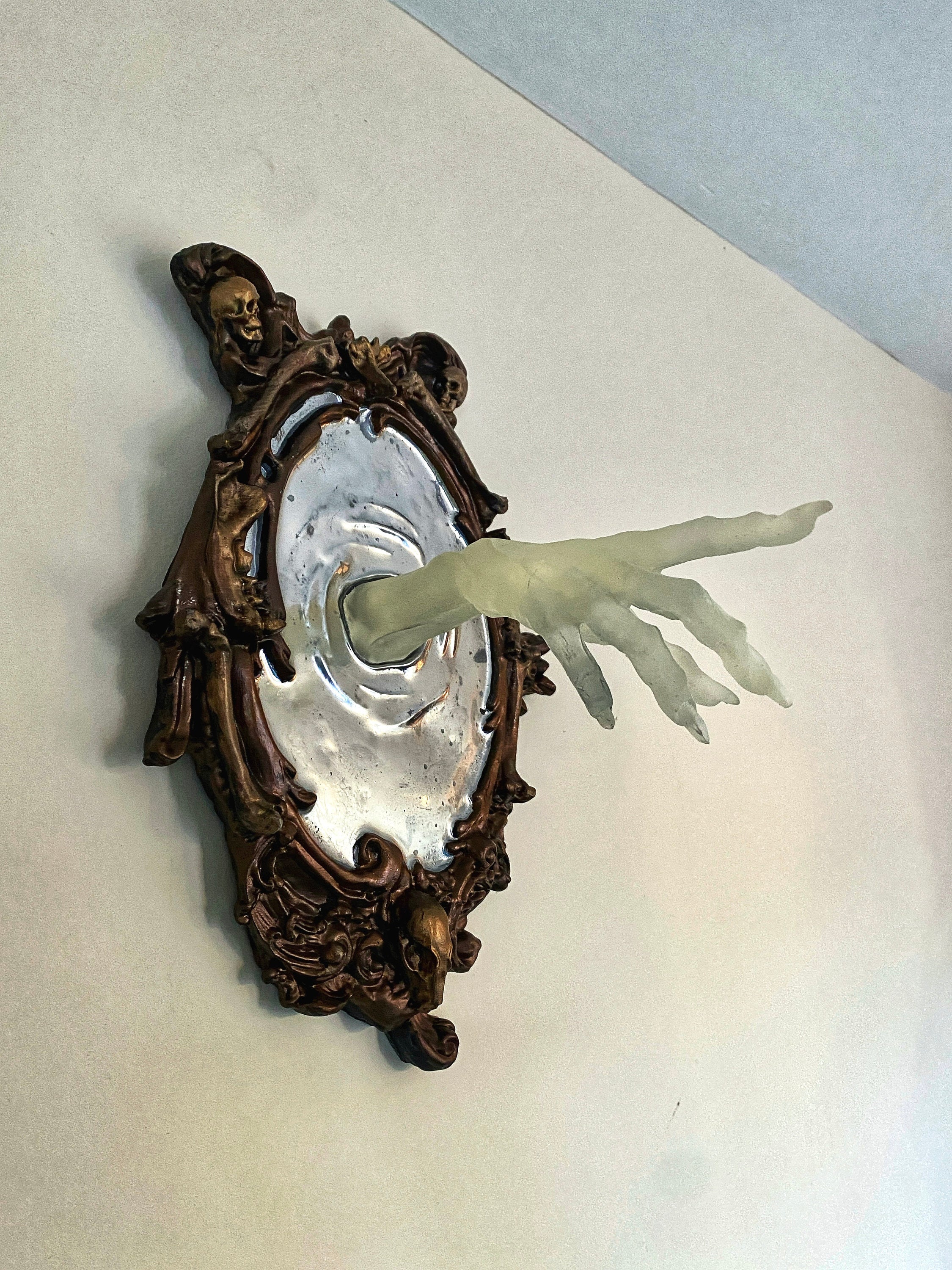 Spectral Hand Wall Plaque, Large Version, Glow in the Dark | Victorian Gothic Haunted Wall Art |Ghost Hand for Halloween, Spooky Home Decor