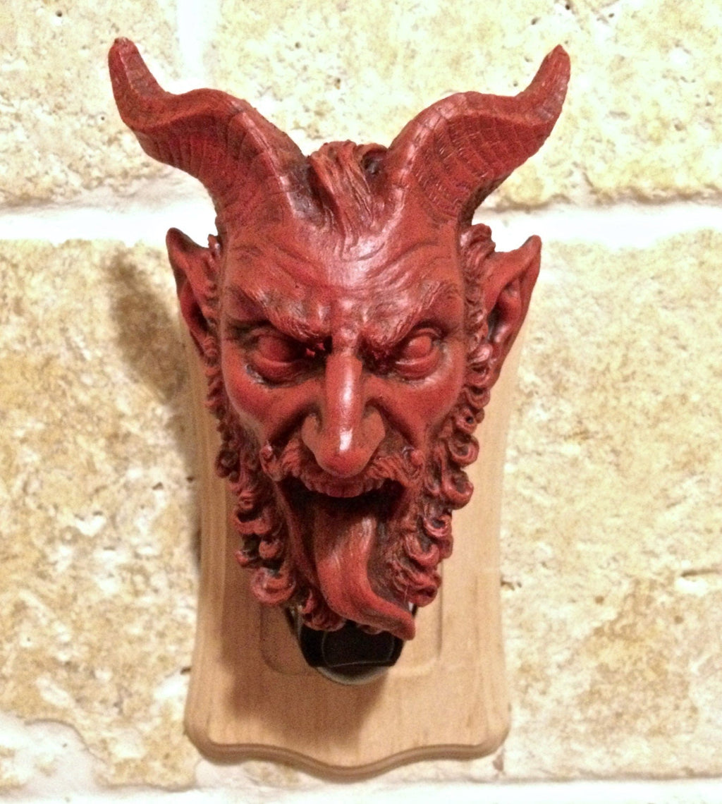 Krampus Nightlight, Hand Painted Resin Sculpture | Gothic Demon Night Light |  Krampus Xmas Devil Lighting for Gothic Fantasy Home Decor