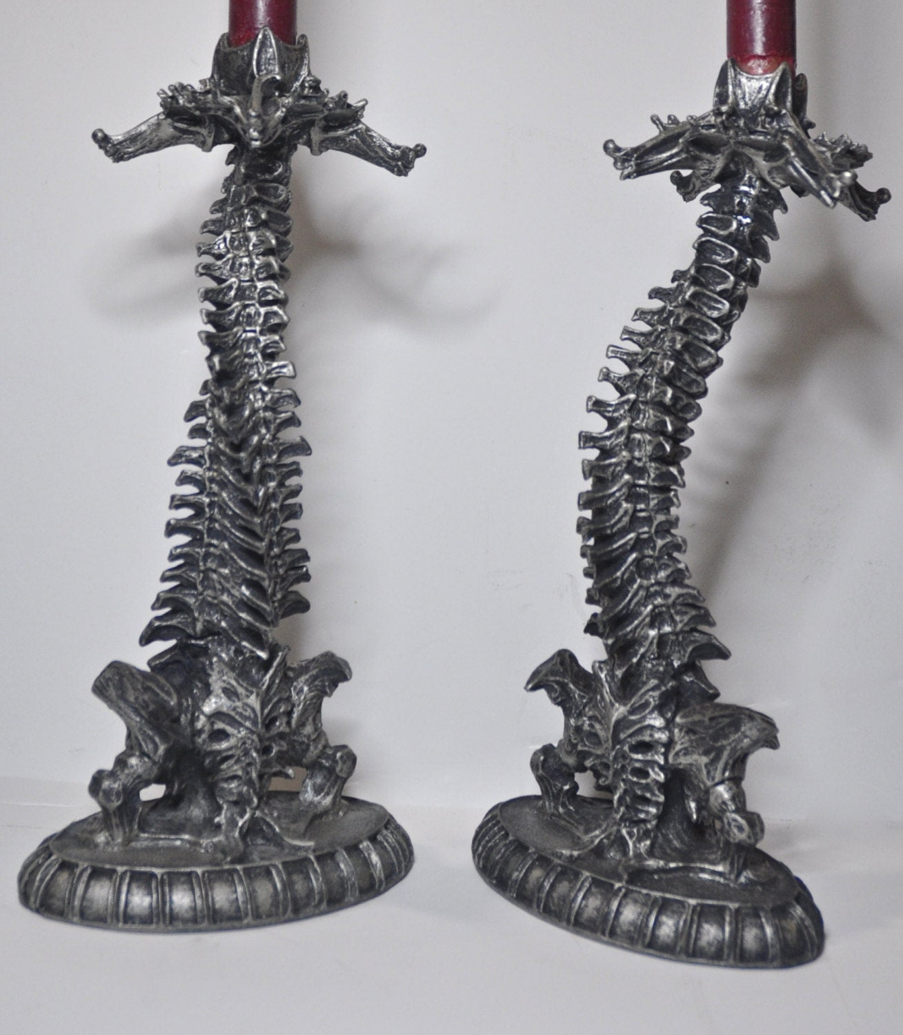 Helix Ossuary Candlestick holders, pair