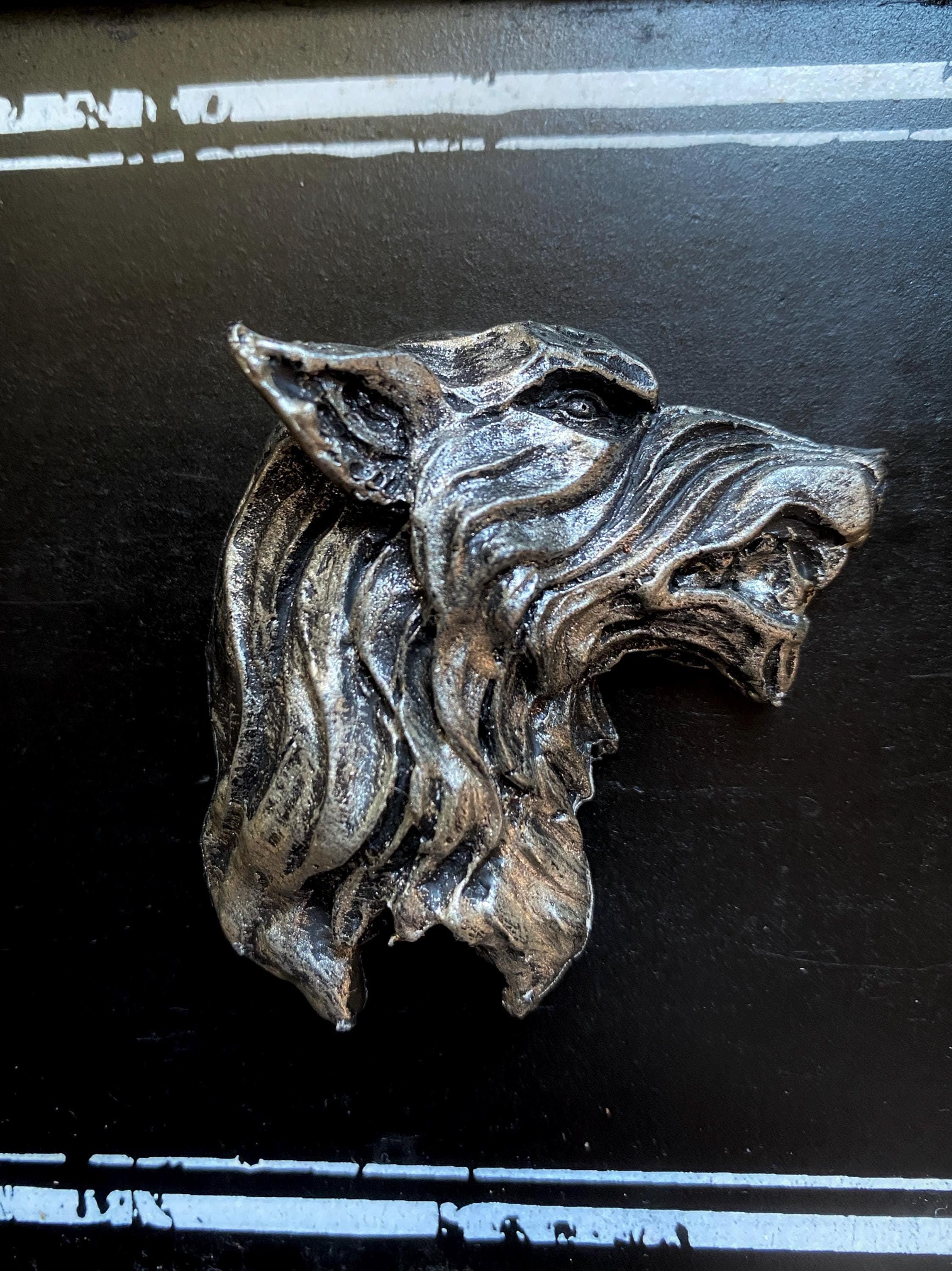 Wolf's Head Magnet, Hand Painted Resin Sculpture | Mythic Fantasy Decor | Wolf Magnet for Fantasy and Gothic Decor