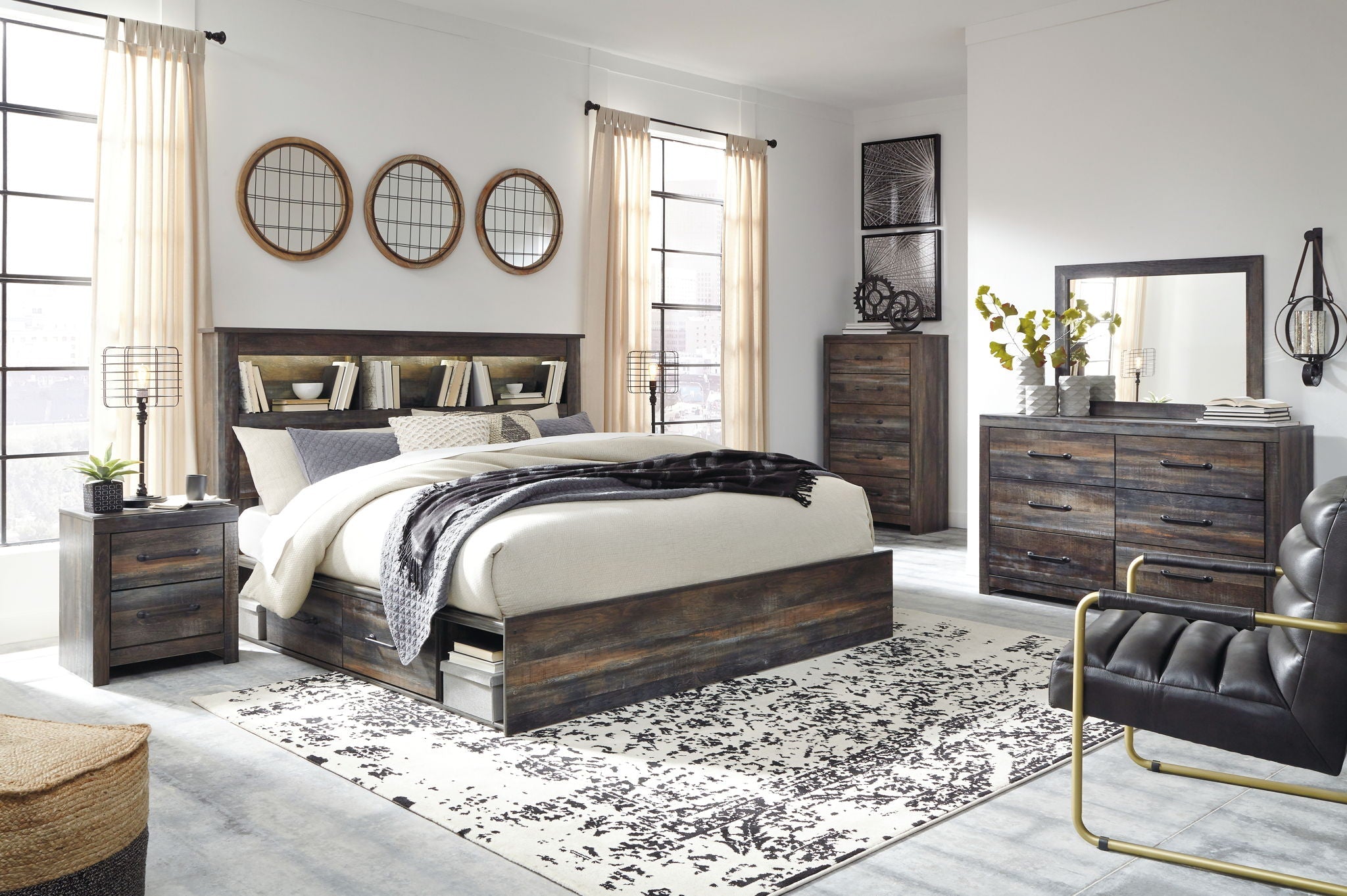 Drystan - Panel Bookcase Bed