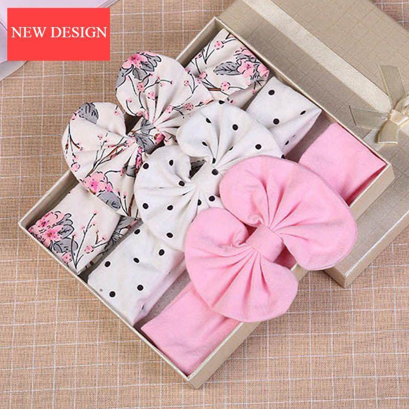 Modern 3PCS Set Floral Bows Baby Headband Dot Bowknot Cotton Hair Band Girls Hair Accessories For Girls