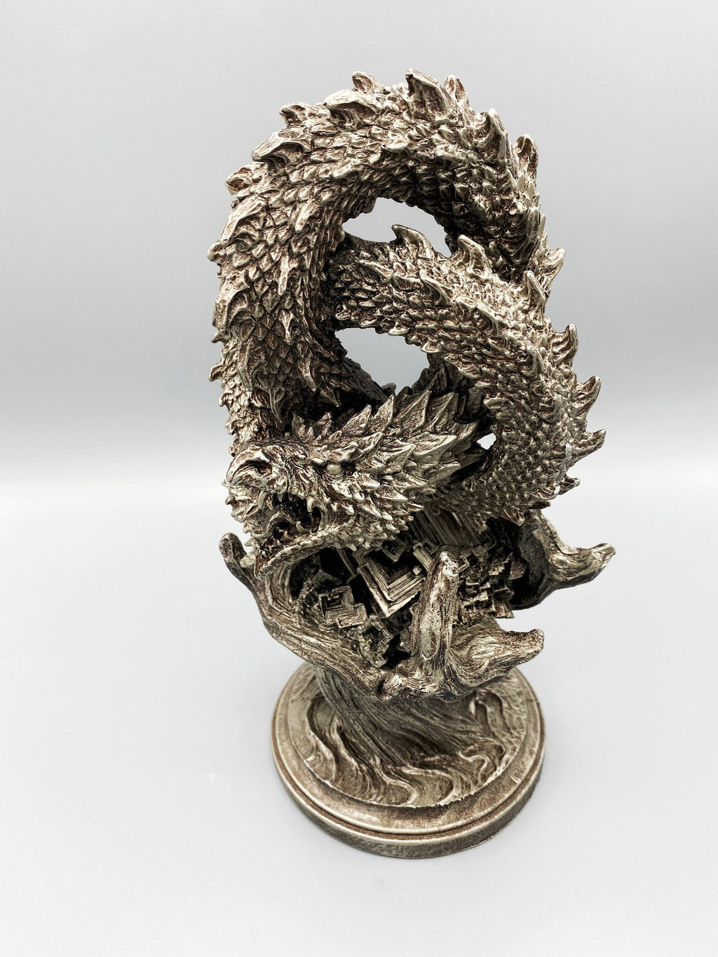 Ouroboros/ World Serpent Statue, Hand Painted Resin Sculpture | Norse Mythology Figurine | Myths and Legends Dragon Statue,Fantasy Art Decor
