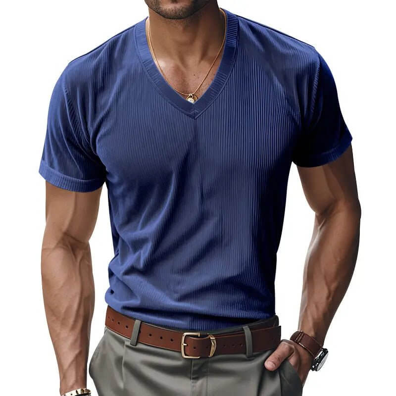 Men's V-Neck Short Sleeve Shirt – Loose Casual Everyday Tee