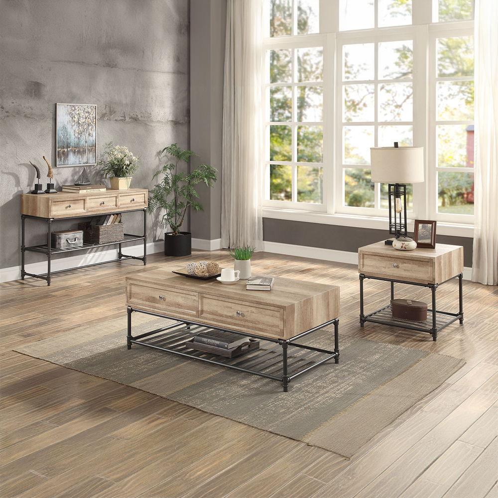 Brantley II - Sofa Table - Oak & Sandy Black