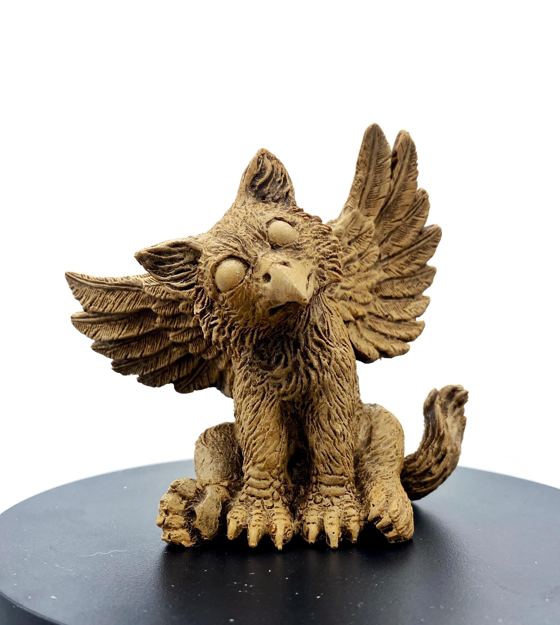 Baby Griffin Statue, Hand Painted Resin Sculpture | Mythical Creature Figurine | Unique Legendary Baby Griffin Figurine. Fantasy Art Gift