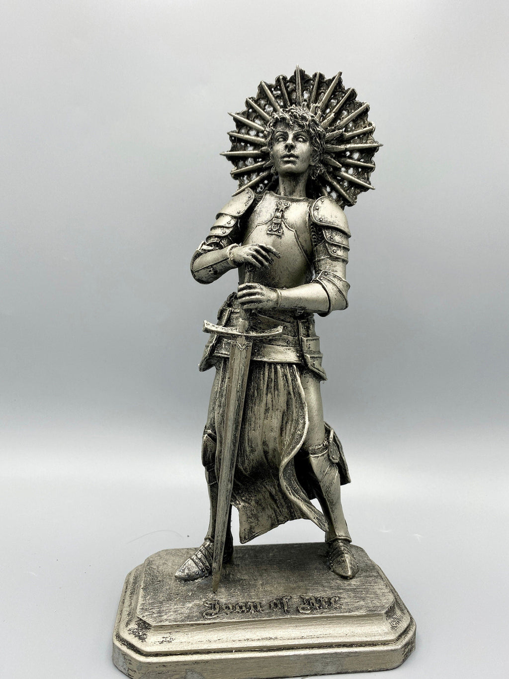 Joan of Arc Statue, Hand Painted Resin Sculpture | Medieval Warrior Saint Figurine | Feminist Icon Decor