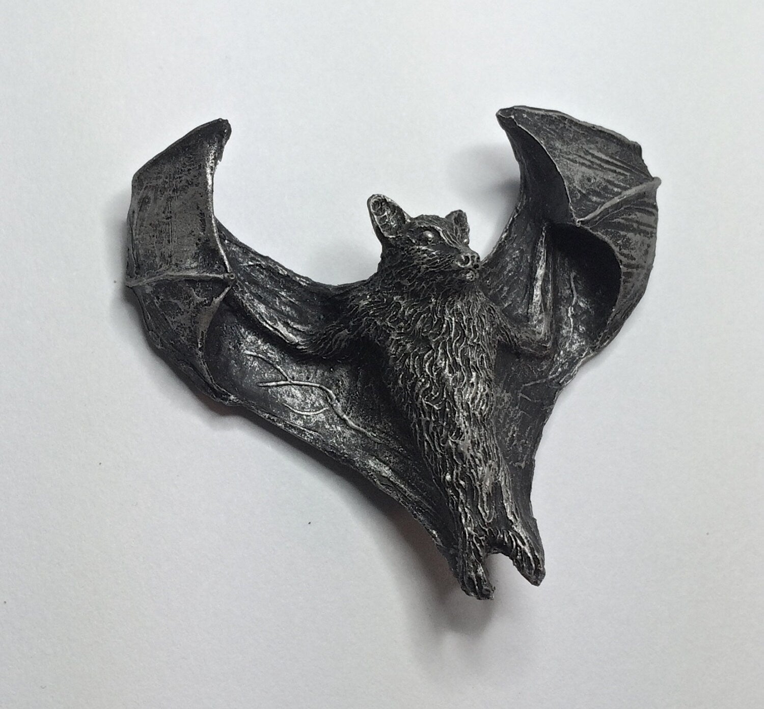 Soaring Fruit Bat Magnet, Hand Painted Resin Sculpture | Mythic Fantasy Decor | Vampire Bat Magnet for Fantasy and Gothic Decor
