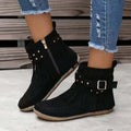 Women's Winter Ankle Boots with Rivet Tassel Detail
