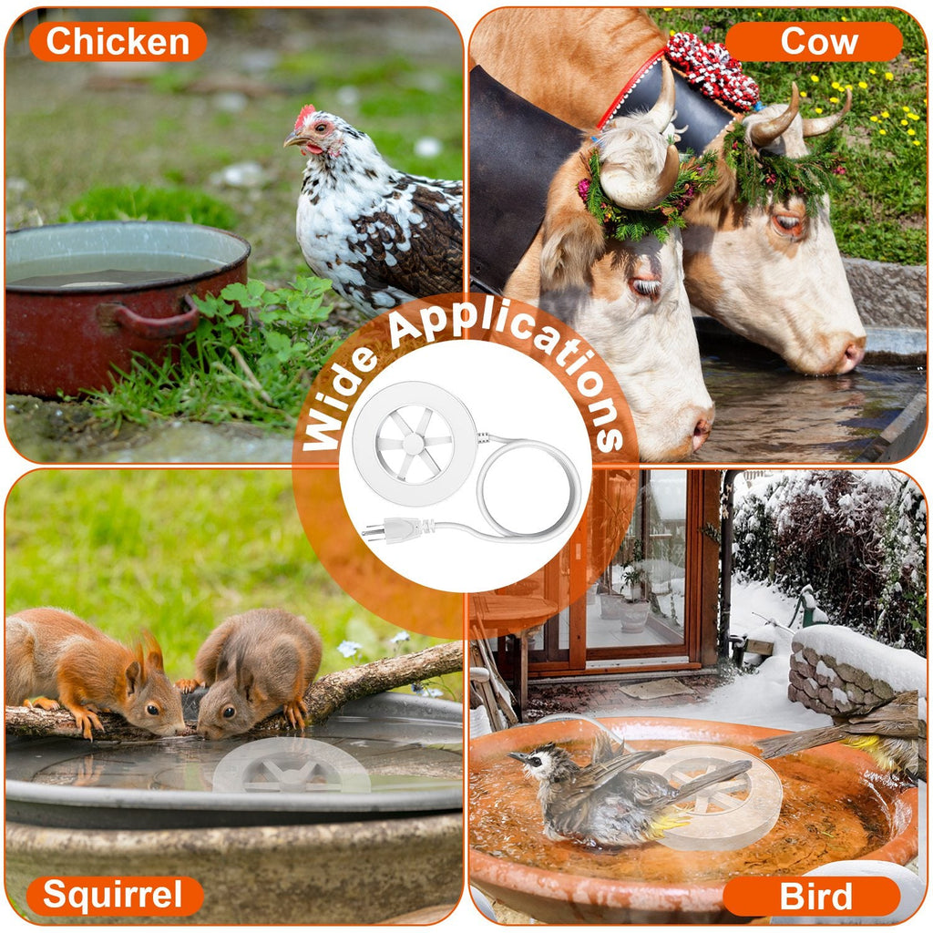70W Outdoor Bird Bath Heater Winter Deicer with Thermostat, Auto Shutoff & Waterproof Design