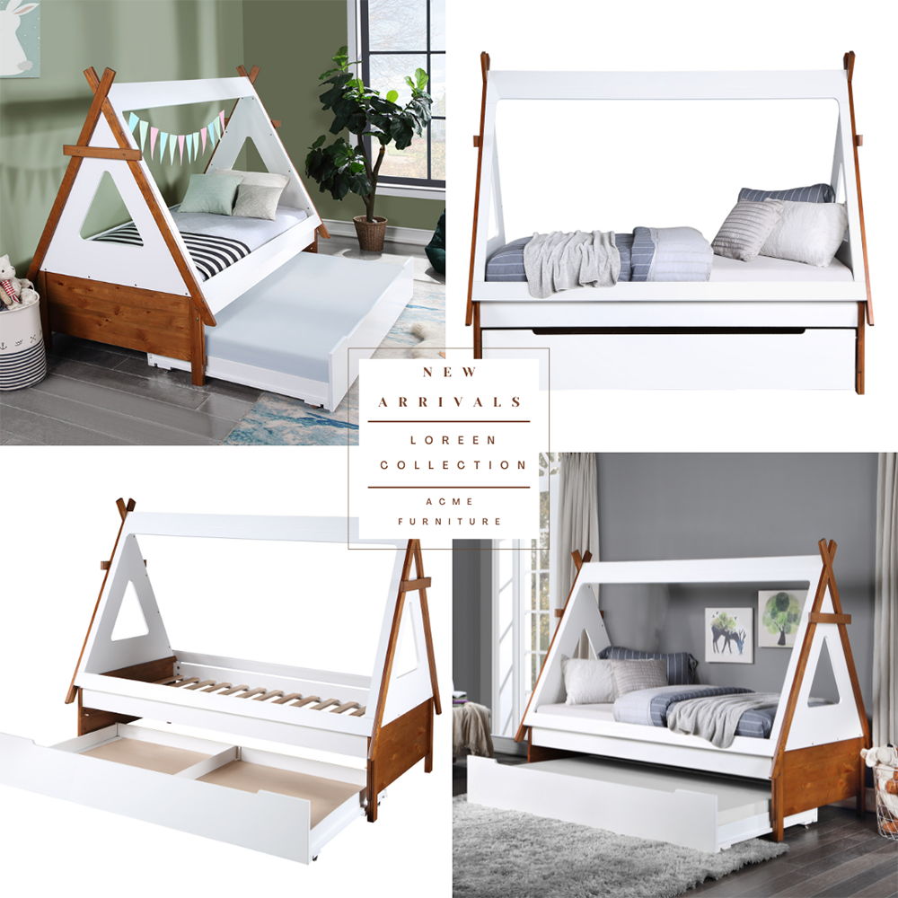 Loreen - Twin Bed - Oak & White