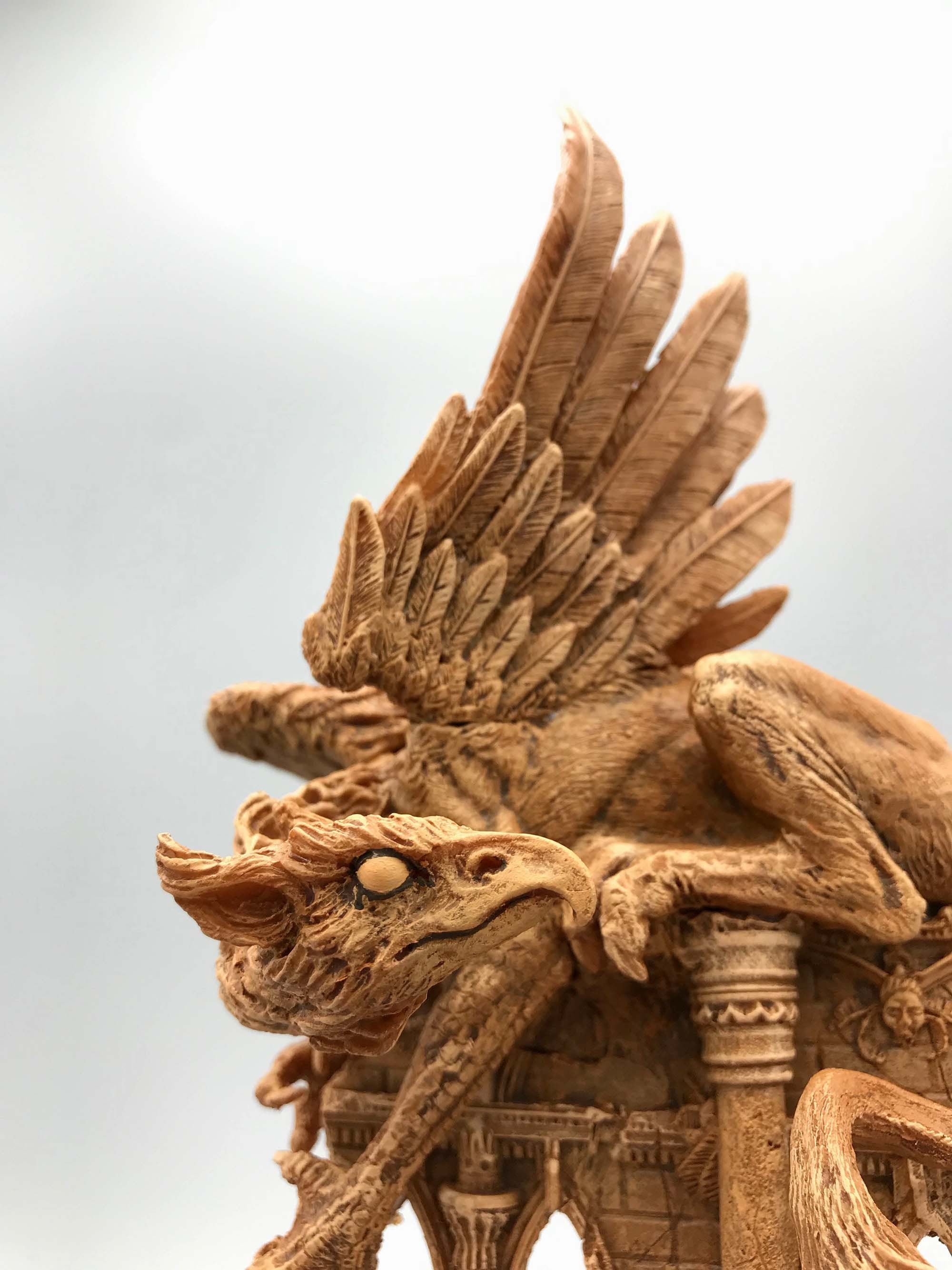 Griffin Statue, Hand Painted Resin Sculpture | Mythical Creature Figurine | Unique Legendary Guardian Spirit Figurine. Fantasy Art Decor