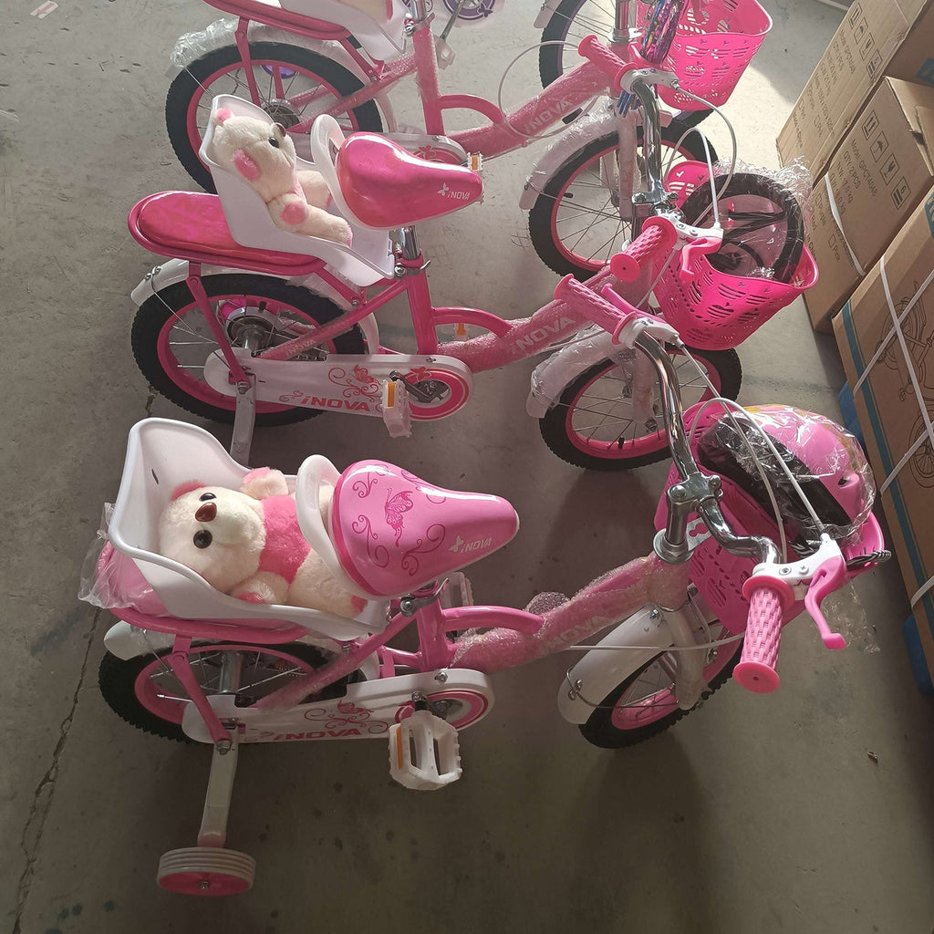 12in Carbon Steel Kid Bike with Backpack Streamers Helmet Detachable Training Wheels