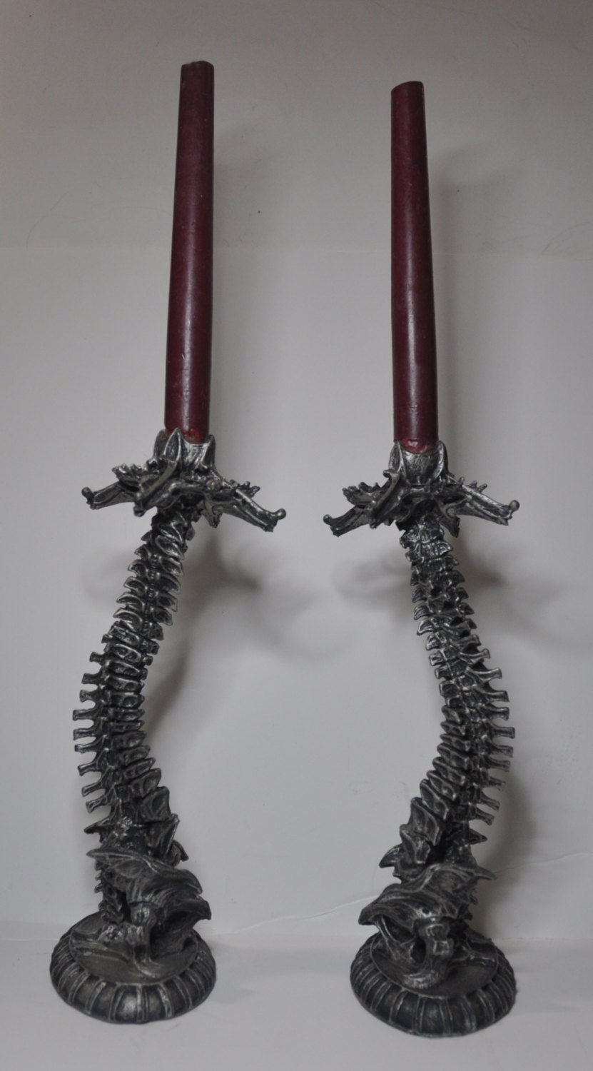 Helix Ossuary Candlestick holders, pair