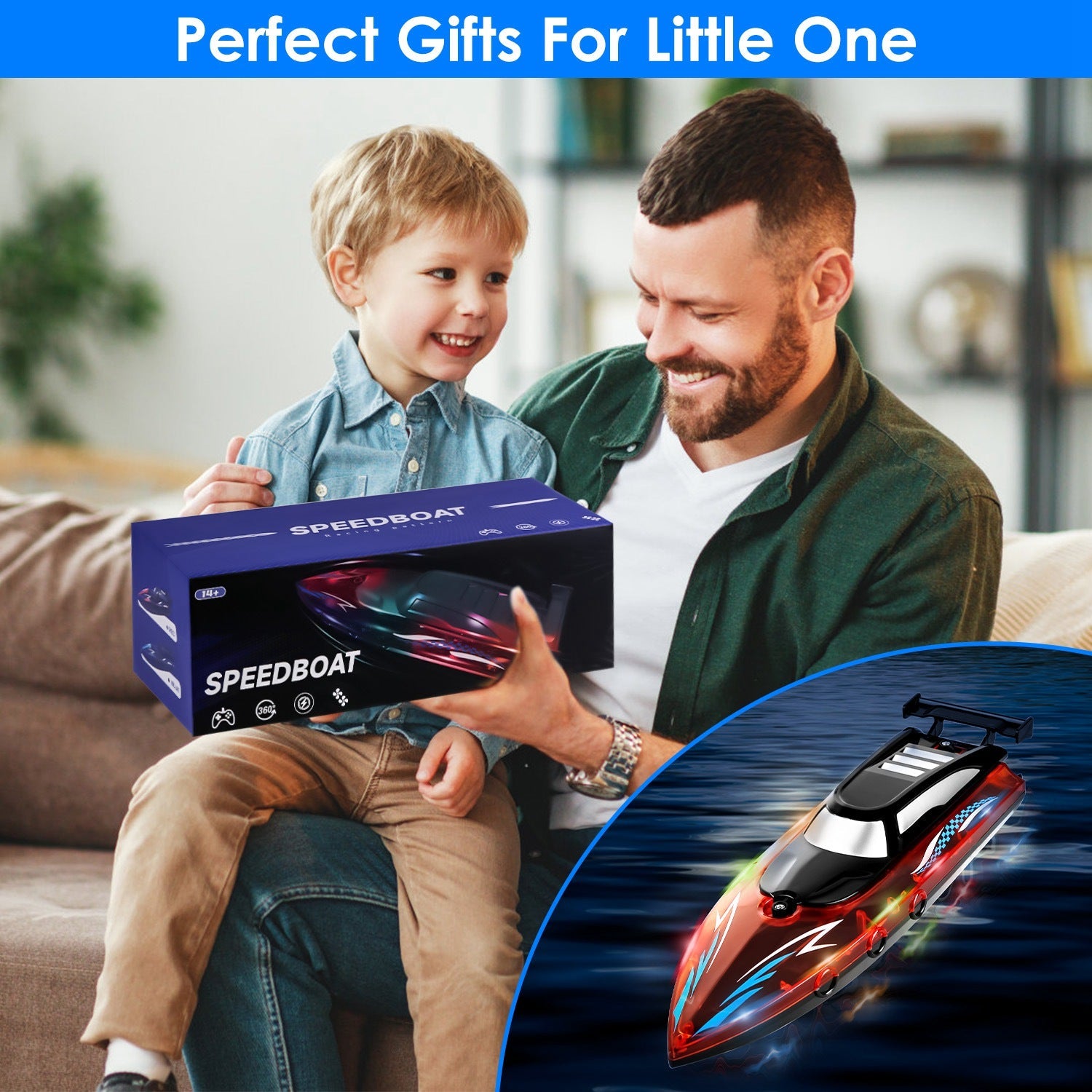 RC Boat With Colorful LED Light 10KM/H 40Mins 2.4Ghz Remote Control Racing Boat Toys With 2 Batteries Low Battery Alarm Overreach Warning For Pools La