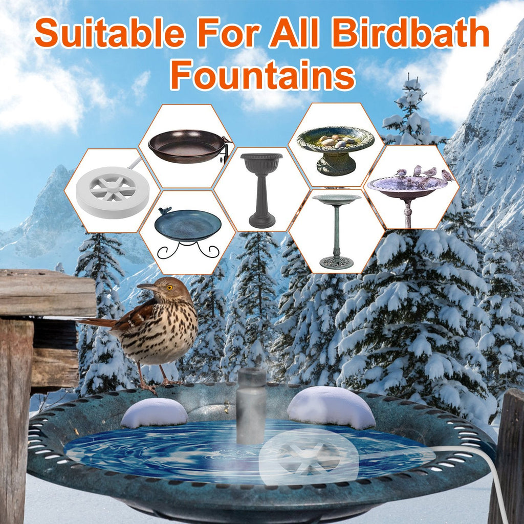 70W Outdoor Bird Bath Heater Winter Deicer with Thermostat, Auto Shutoff & Waterproof Design