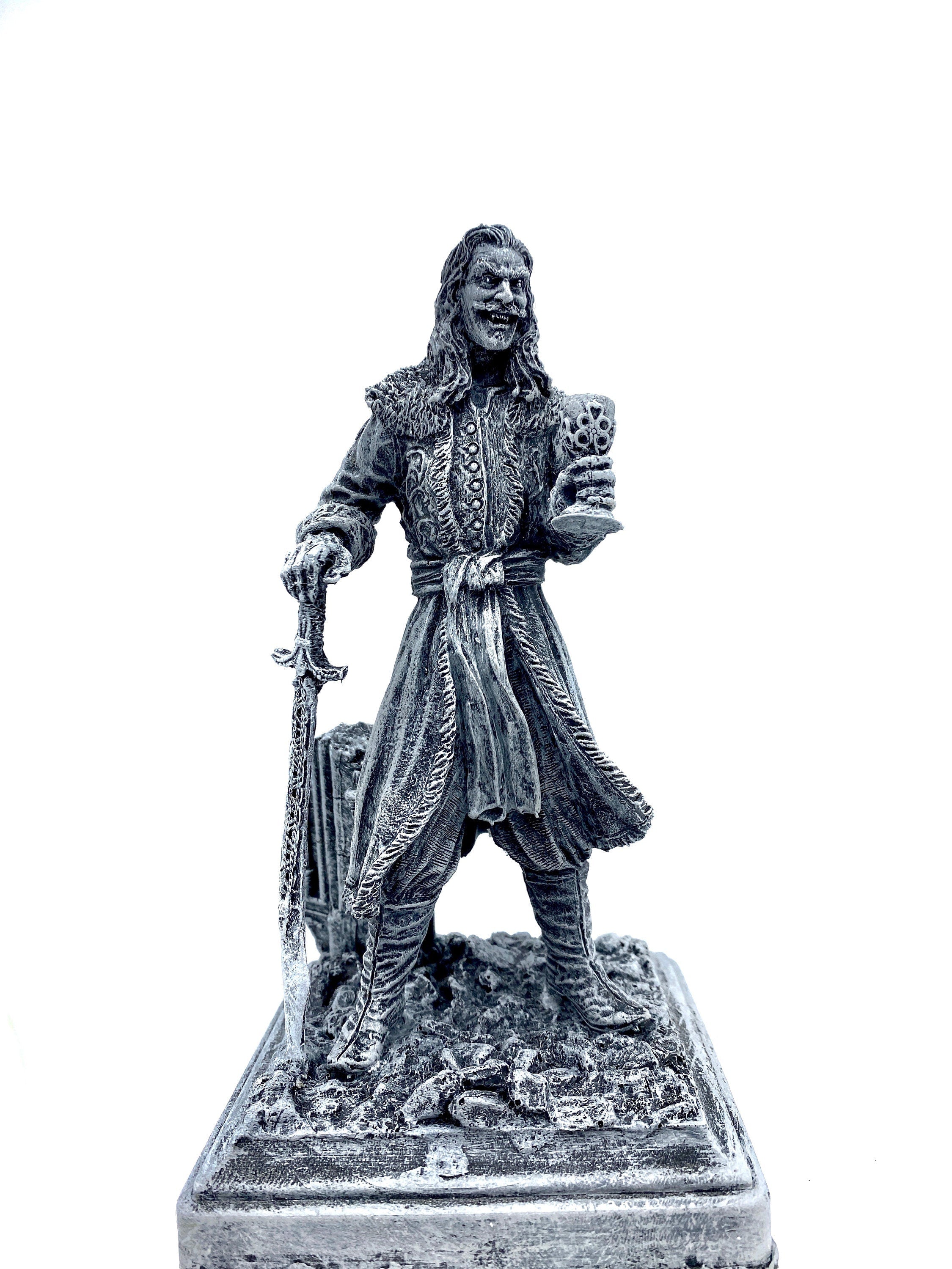 Dracula: Vlad the Impaler Statue, Hand Painted Resin Sculpture | Legendary Vampire Figurine |Undead Vlad Tepes |Gothic Gift and Spooky Decor