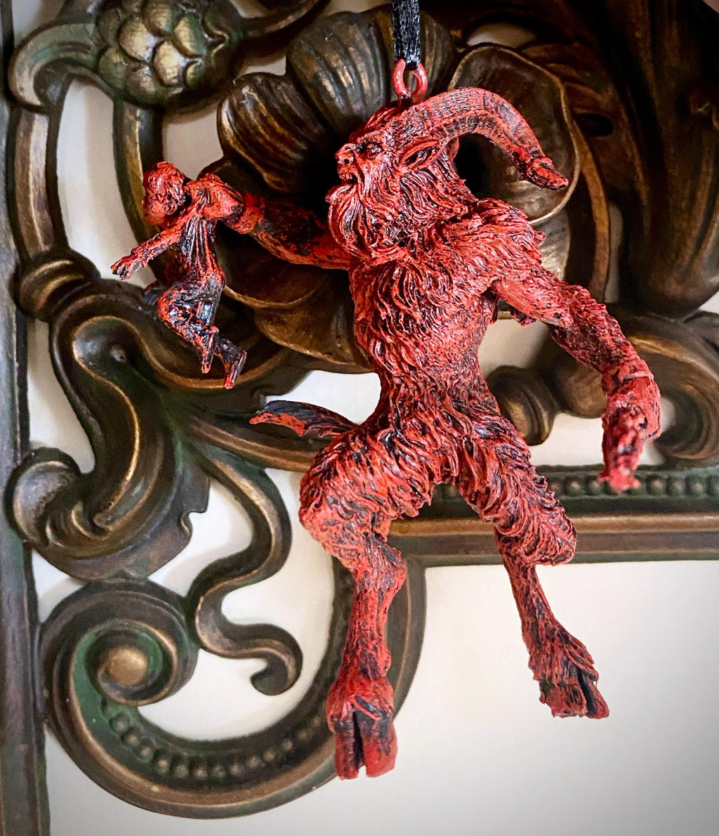 Krampus III Ornament, Hand Painted Resin Sculpture | Christmas Legend Figurine | Unique Dark Christmas Demon Ornament for Holiday Decor