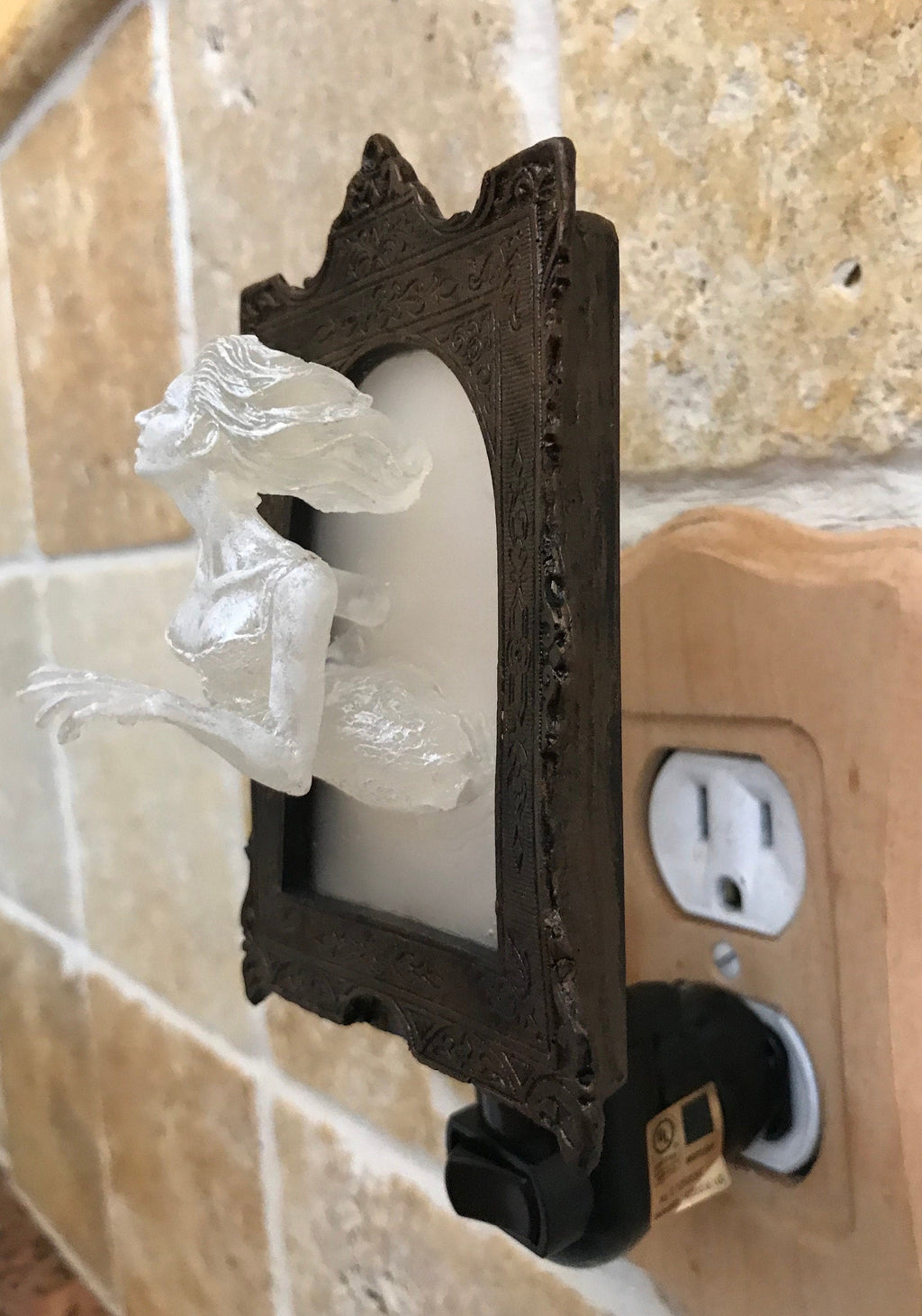 Ghost in the Mirror Nightlight, Hand Painted Resin Sculpture | Victorian Gothic Night Light |  Ghost Lighting for Gothic Spooky Home Decor