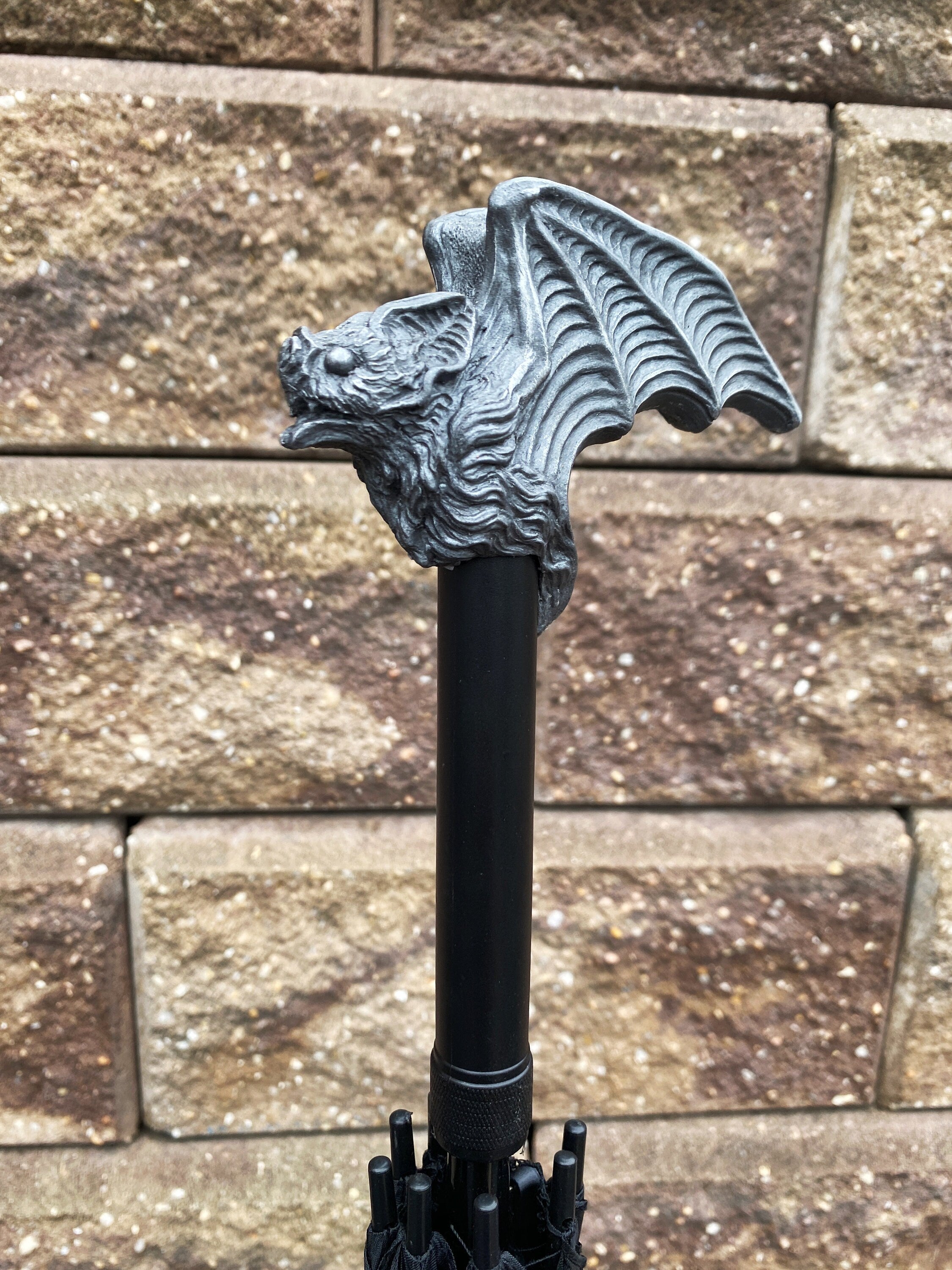 Vampire Bat Umbrella, Hand Sculpted Resin | Victorian Gothic Umbrella |Dark Fantasy Cosplay Bat Umbrella, Halloween and Gothic Accessory