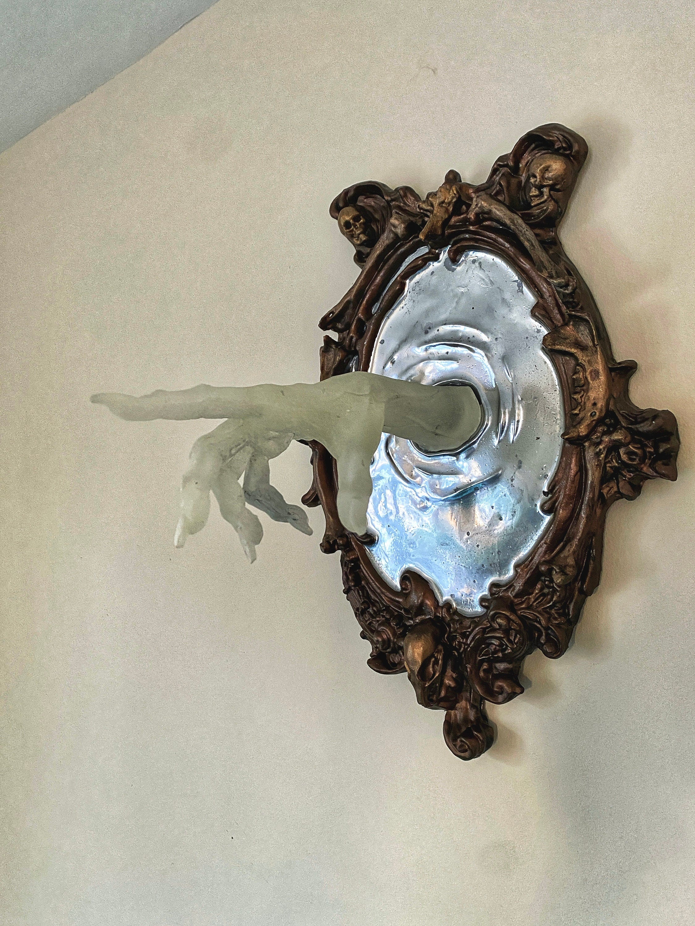 Spectral Hand Wall Plaque, Large Version, Glow in the Dark | Victorian Gothic Haunted Wall Art |Ghost Hand for Halloween, Spooky Home Decor
