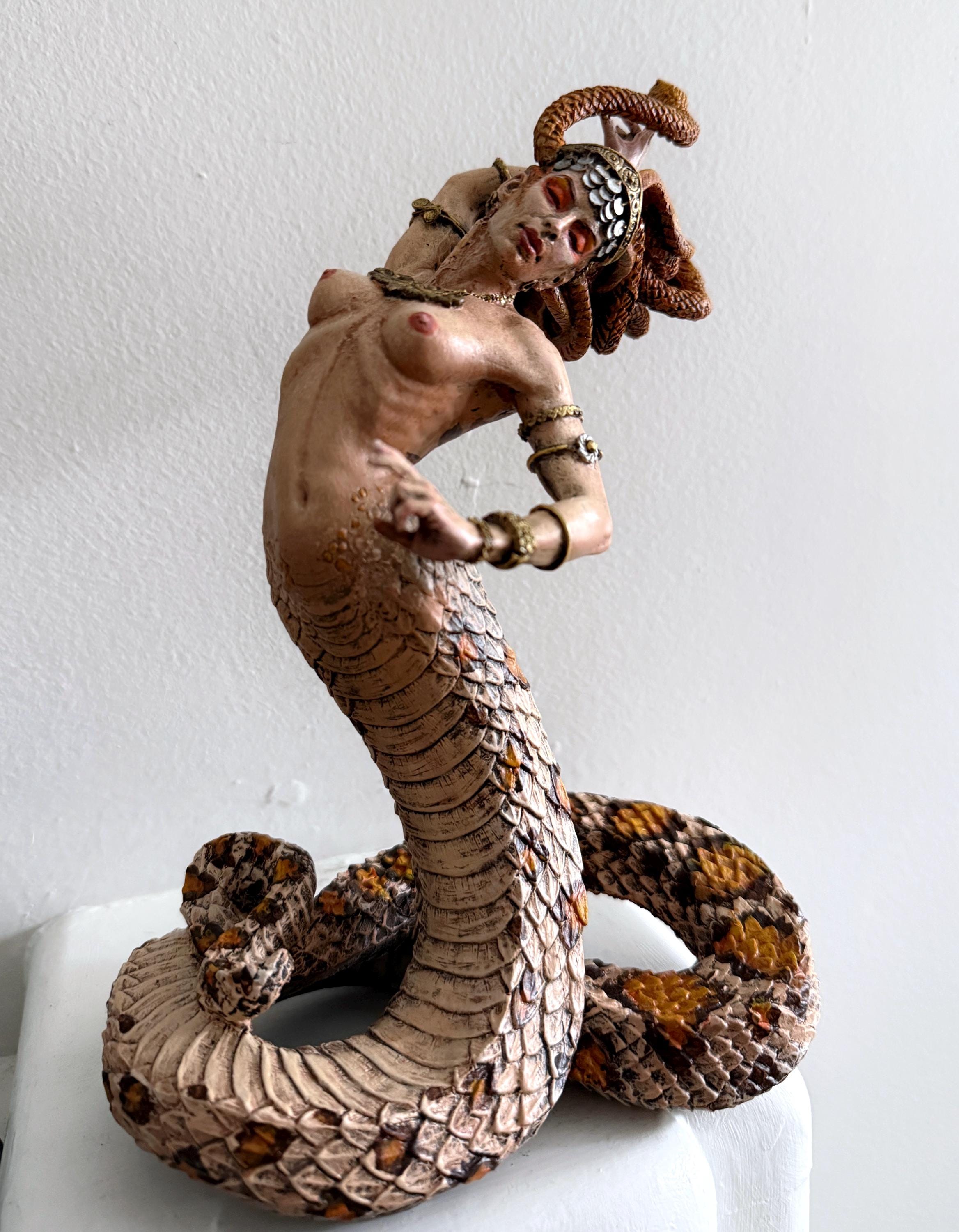 Medusa Statue, Full Color Resin Sculpture |. Mythological Creature Figurine | Myths and Legends Character Statue | Fantasy Art Lover Gift