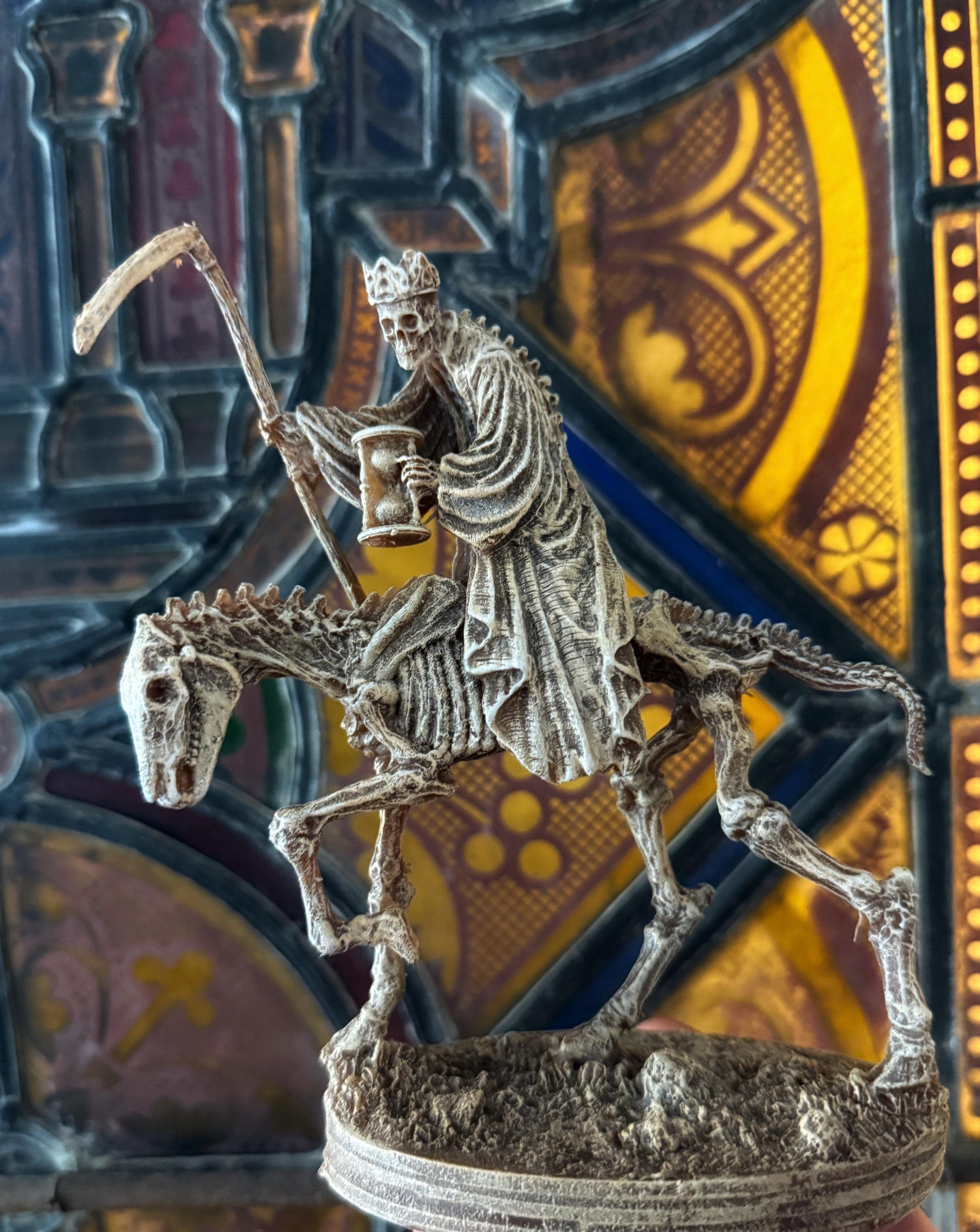 Triumph of Death: Grim Reaper on Skeletal Horse Statue, Hand Painted Resin Figurine, Horror Art |Gift for Gothic and Dark Fantasy Collectors