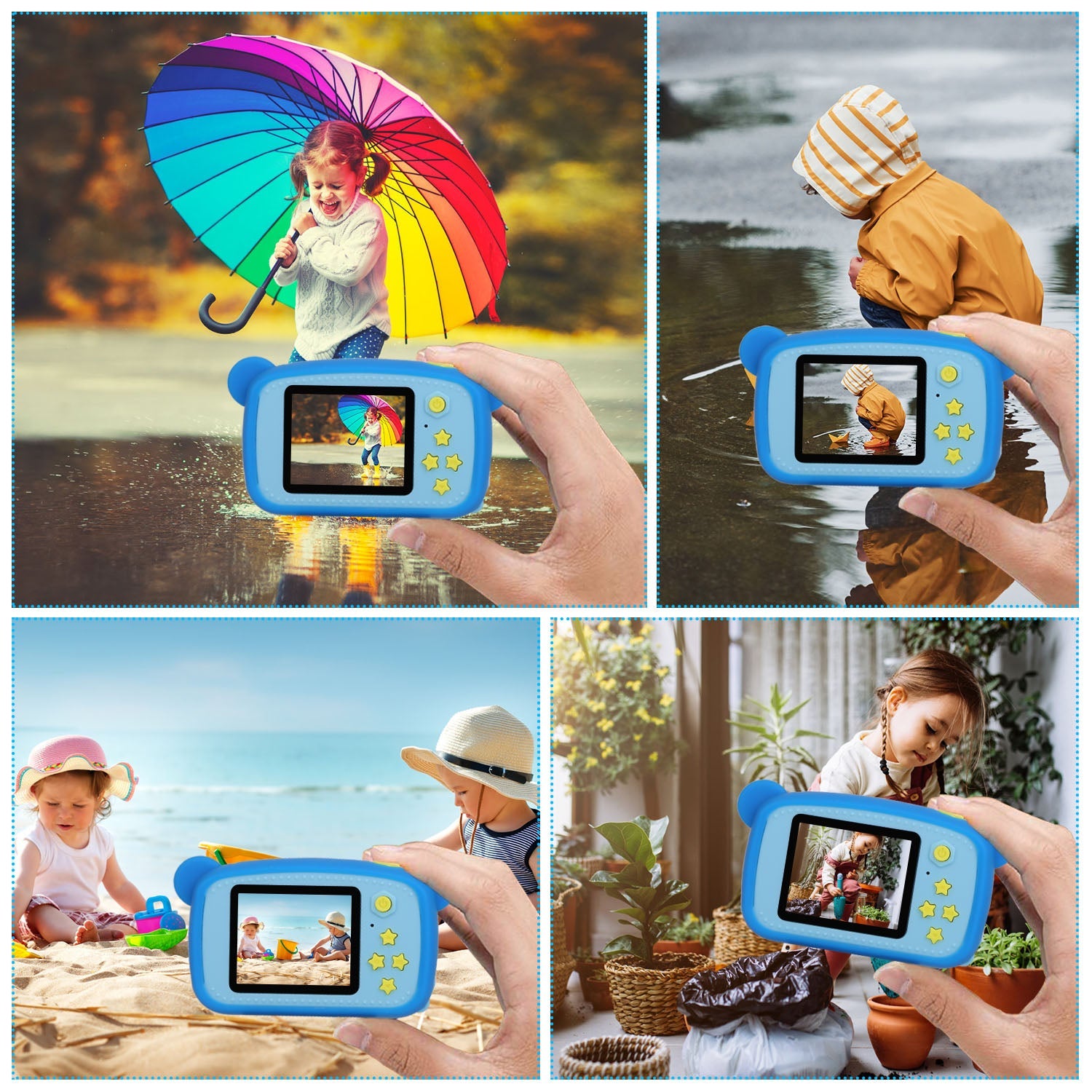 Kids Digital Camera Child Video Camera Children Camcorder Christmas Toy Birthday Gifts with 2.0in Screen 4X Digital Zoom 5 Games 32G MMC Card for 3-10