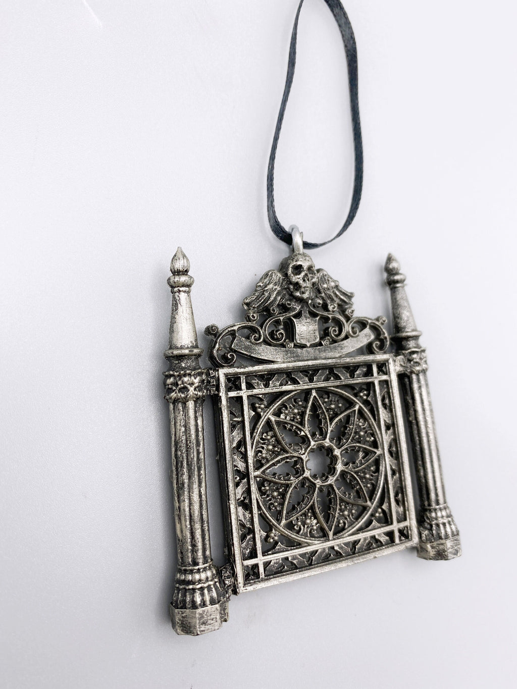 Cemetery Gates Ornament, Hand Painted Resin Sculpture |Occult Folklore Figurine | New Orleans Graveyard Gate Ornament for Holiday Decor