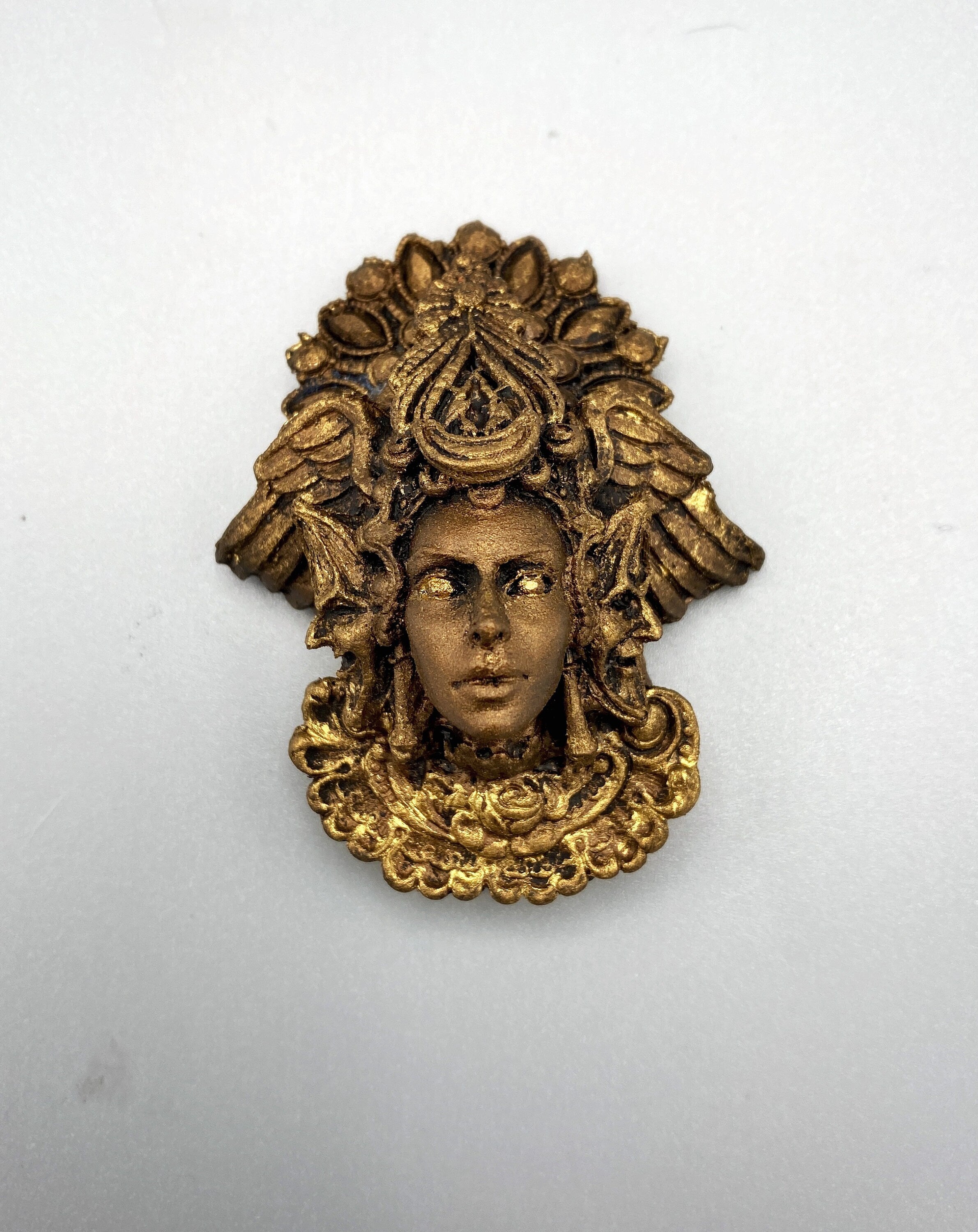 Hecate Goddess Magnet, Hand Painted Resin Sculpture | Mythic Fantasy Decor | Hecate Magnet for Fantasy and Gothic Decor