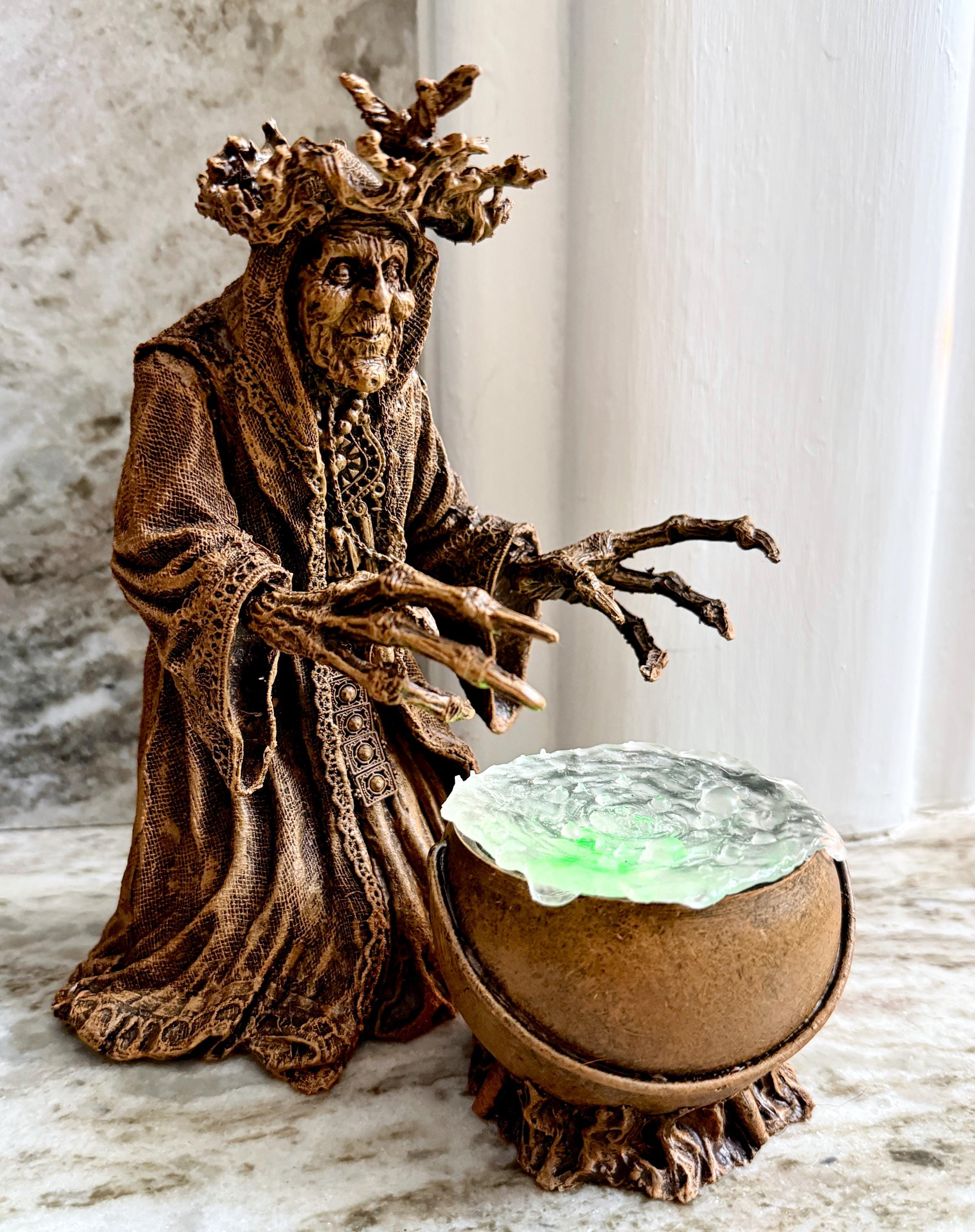 Gryla the Witch Statue, Hand Painted Resin Sculpture | Rustic Folklore Crone Figurine | Spooky Home Decor for Halloween Dark Christmas