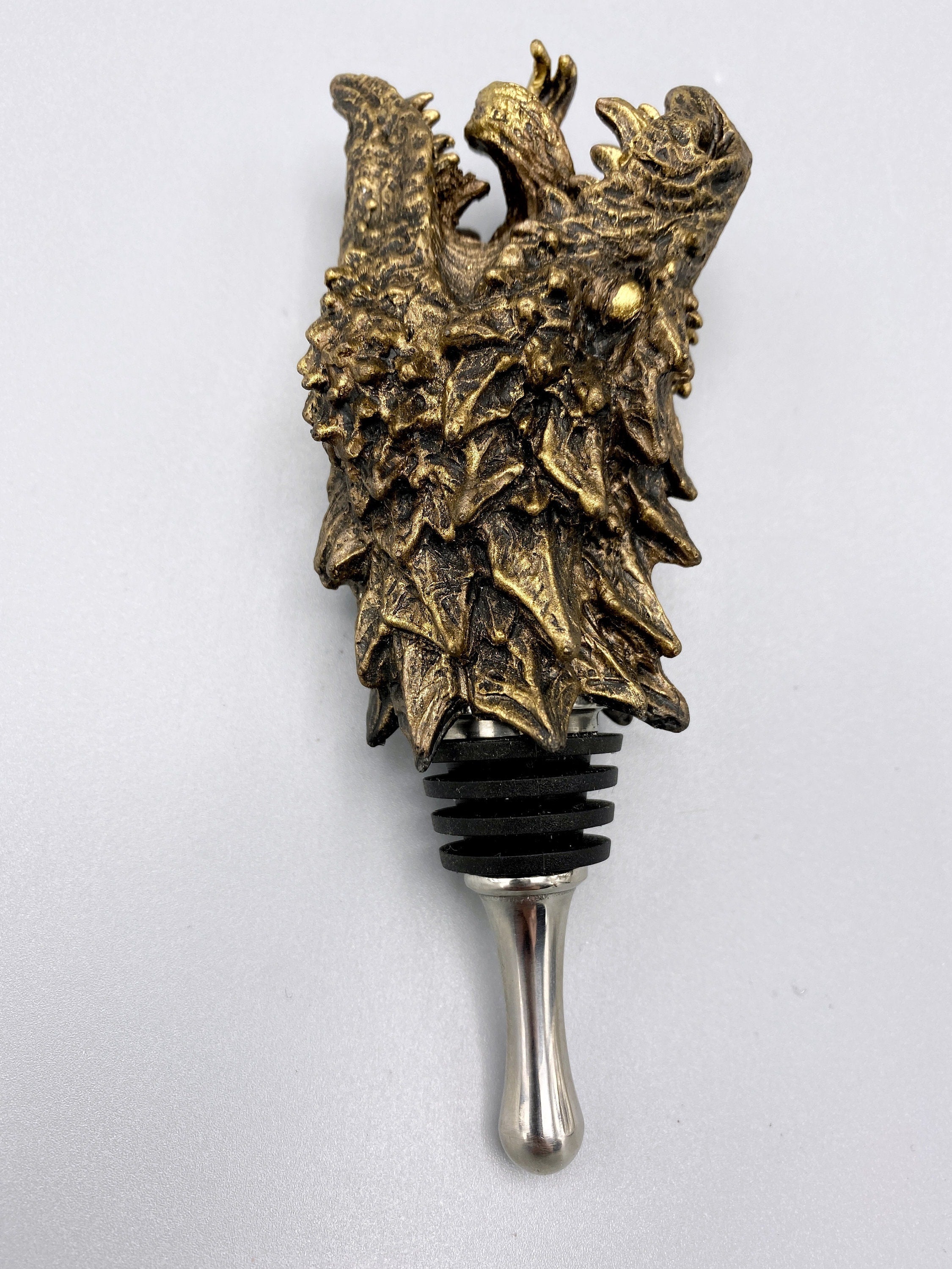 Dragon Winestopper, Hand Sculpted Resin,  Mythic Fantasy Art Barware | Legendary Dragon Bottle Stopper | Fantasy Wine and Barware Gift