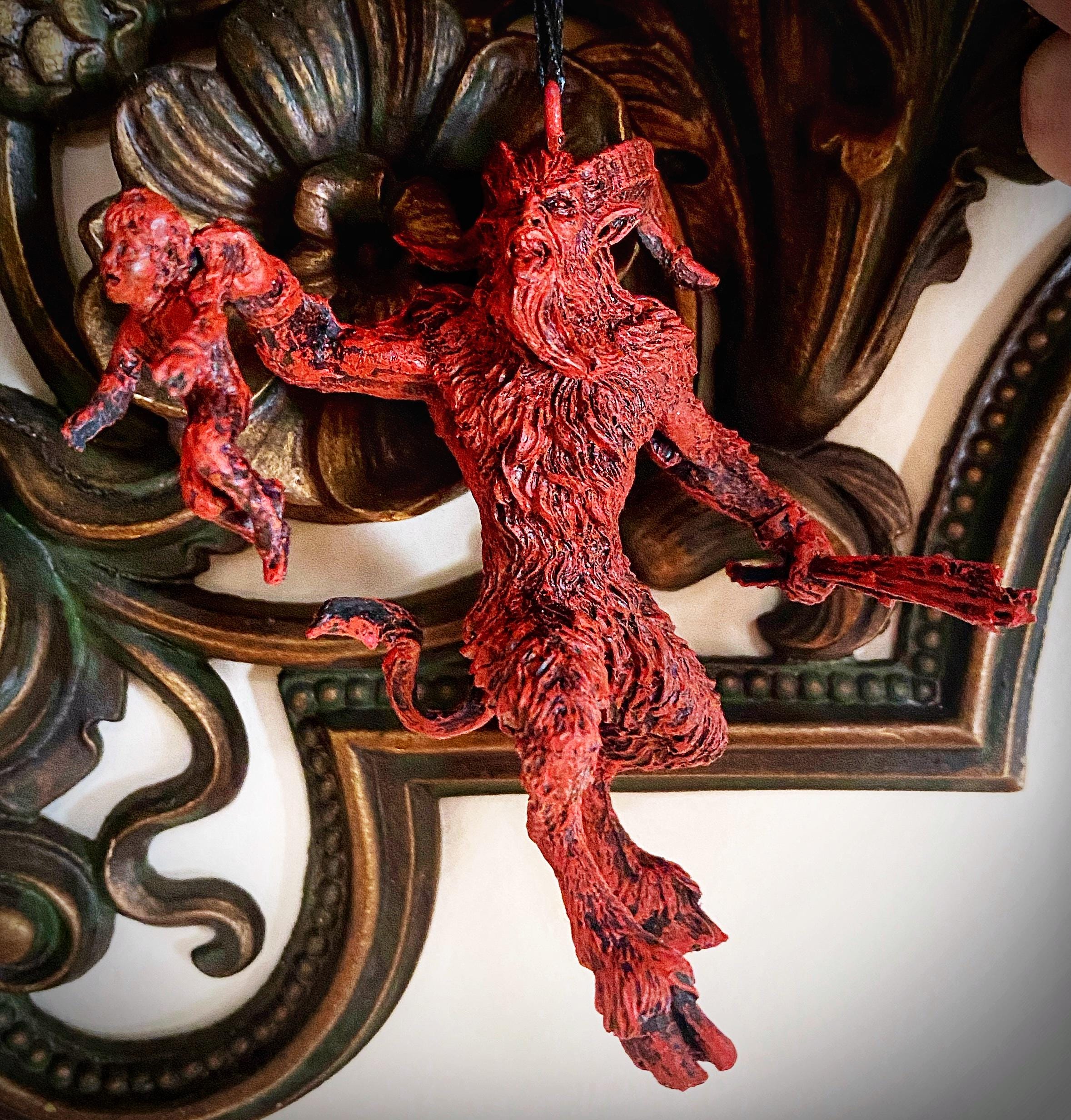 Krampus III Ornament, Hand Painted Resin Sculpture | Christmas Legend Figurine | Unique Dark Christmas Demon Ornament for Holiday Decor
