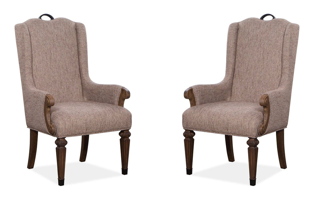 Durango - Wood Upholstered Host Arm Chair (Set of 2) - Willadeene Brown