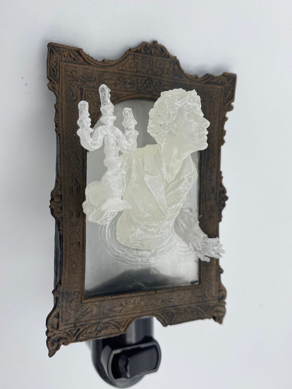 Gentleman Ghost in the Mirror Nightlight, Resin Sculpture | Victorian Gothic Night Light |  Ghost Lighting for Gothic Spooky Home Decor