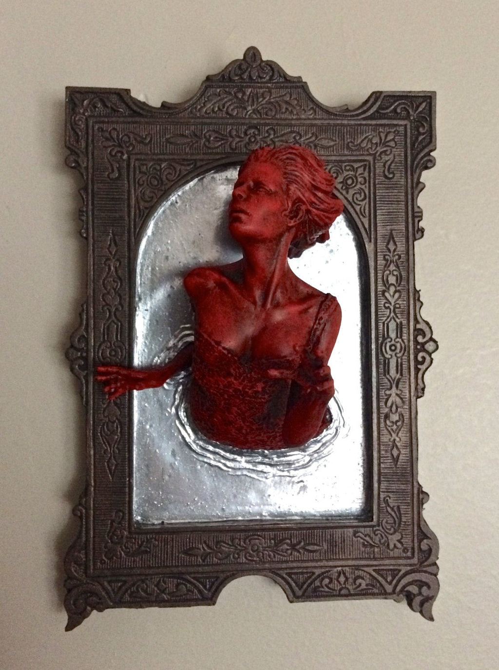 Ghost in the Mirror Wall Plaque, Bloody Mary Version, Resin | Victorian Gothic Haunted Wall Art |  Gift for Halloween and Spooky Home Decor
