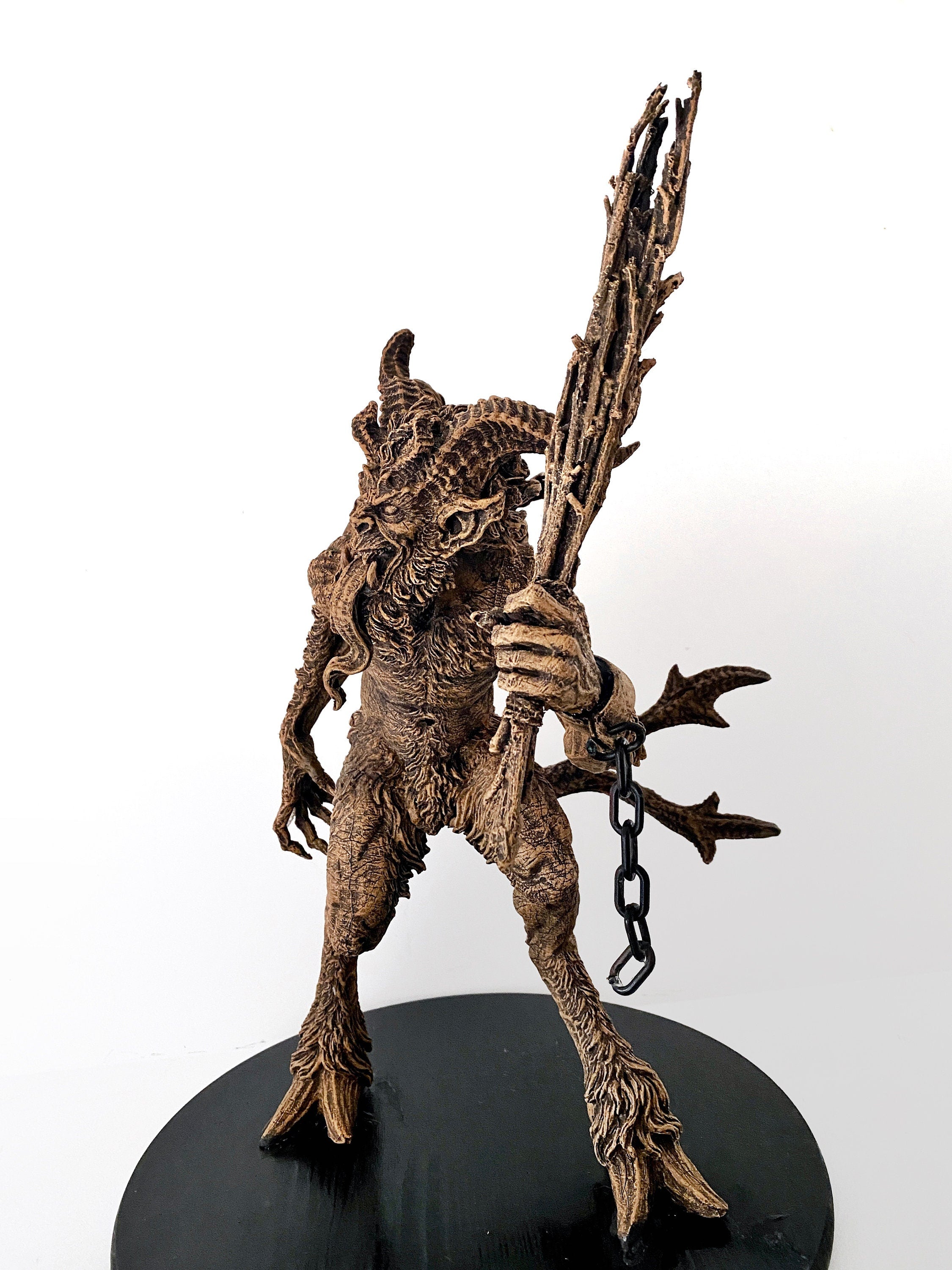 Krampus Statue, Large Version,  Hand Painted Resin Sculpture | Mythical Creature Figurine | Dark Christmas Demon, Gothic Folklore Decor