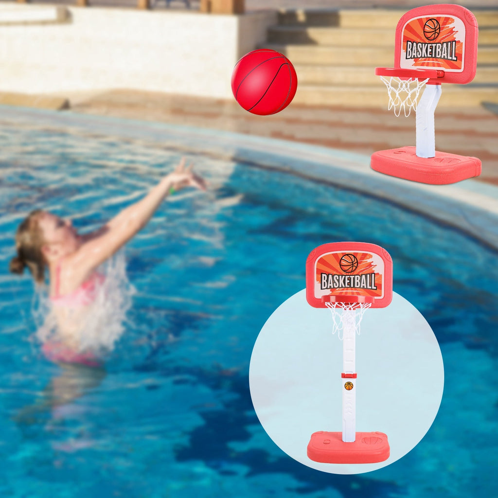 2 In 1 Poolside Basketball Game Set Pool Basketball Goal Indoor Outdoor Kids Basketball Court Water Basketball Toy with 2 Balls Gift for Boys Girls Ag
