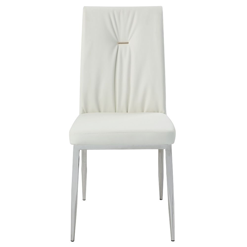 Kamaile - Side Chair (Set of 2) - Beige Synthetic Leather & Chrome